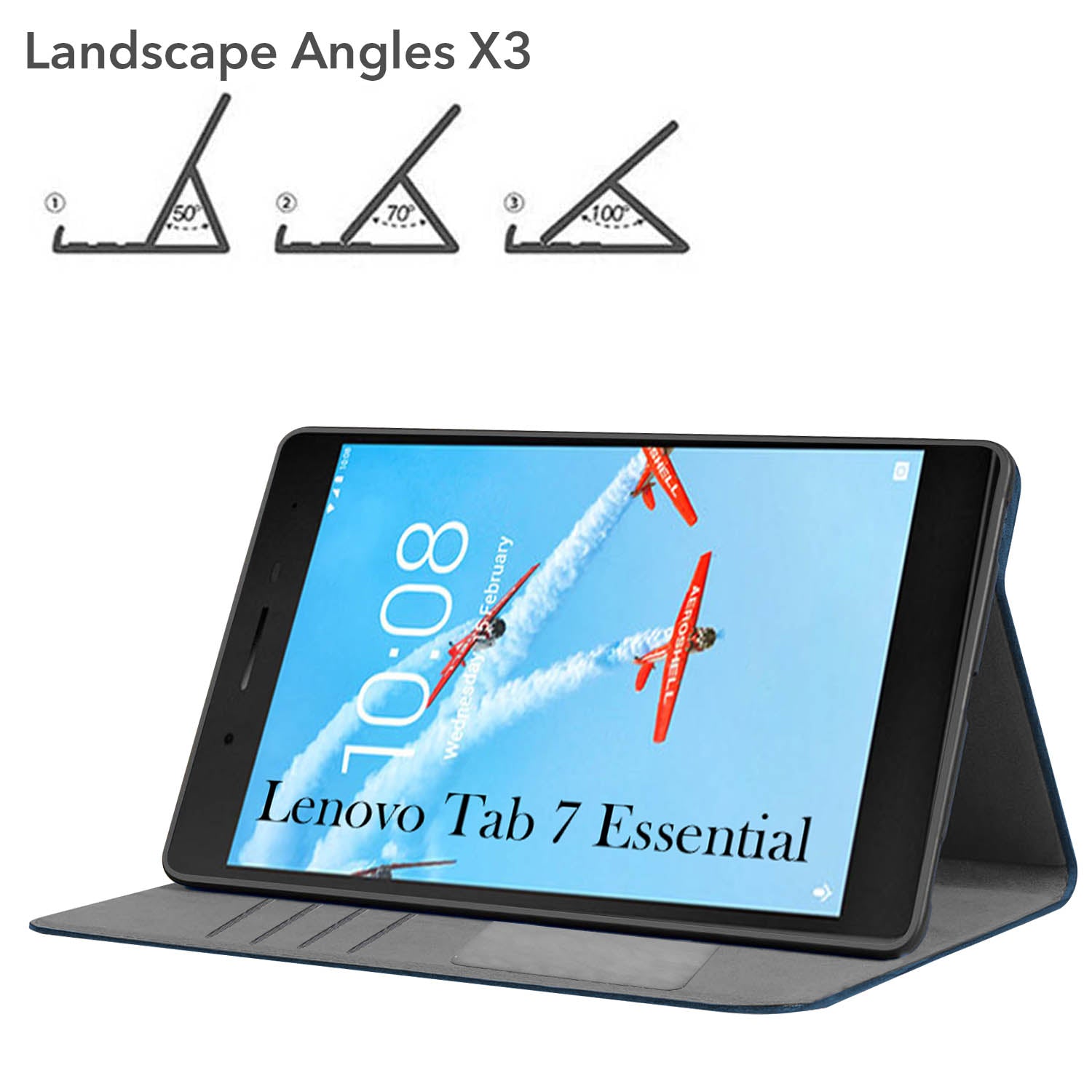 For Flip Cover Folio Case Lenovo Tab 7 Essential (TB-7304I, TB-7304X, TB-7304F) 7 Inch (PU Leather | Multi-Angle Smart Stand | Card Storage Slots | Silicone Back Pouch)