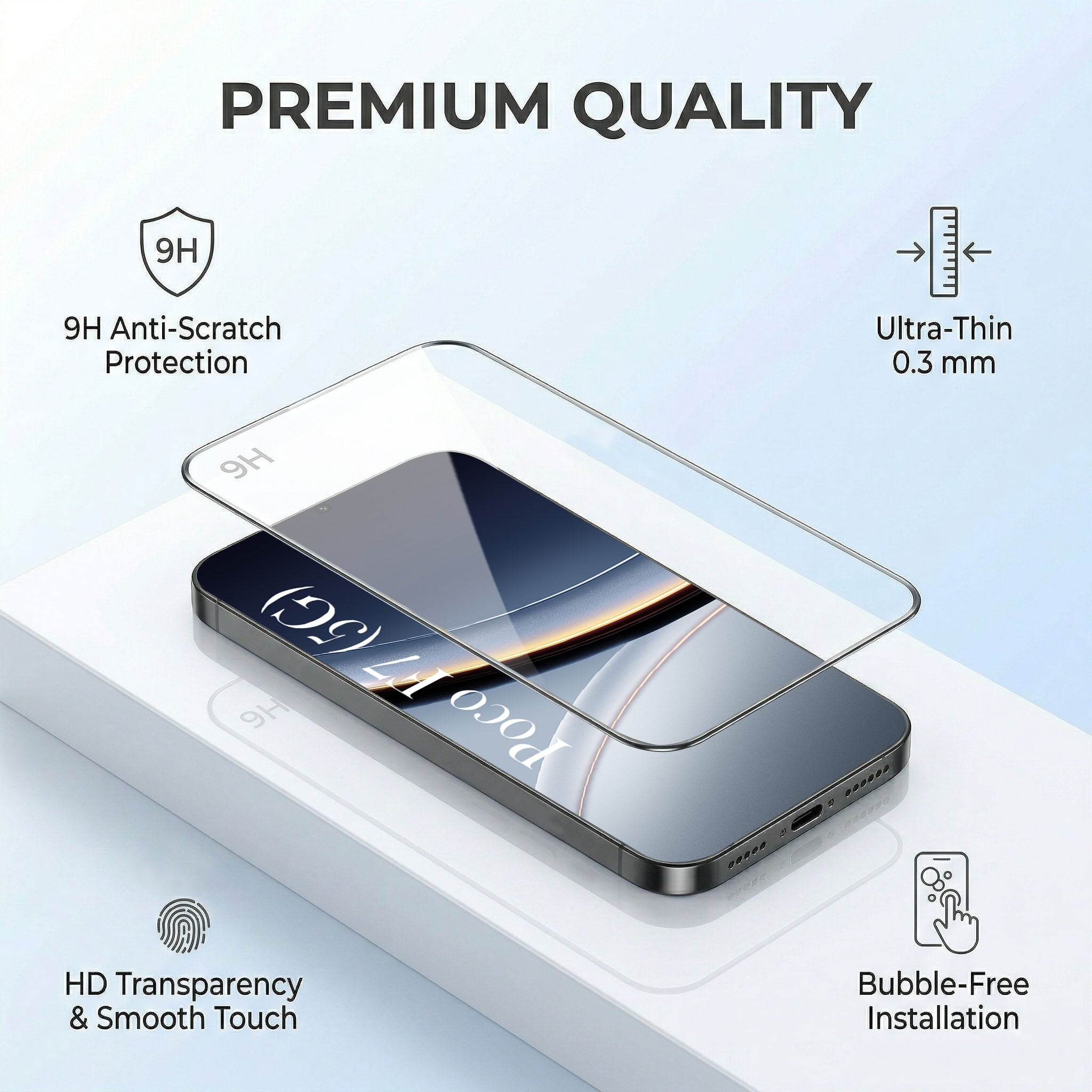 For Xiaomi Poco F7 5G Combo with Back Cover and 9H Tempered Glass (Liquid Silicone | Camera Protection | Oleophobic Coating Screen Glass)
