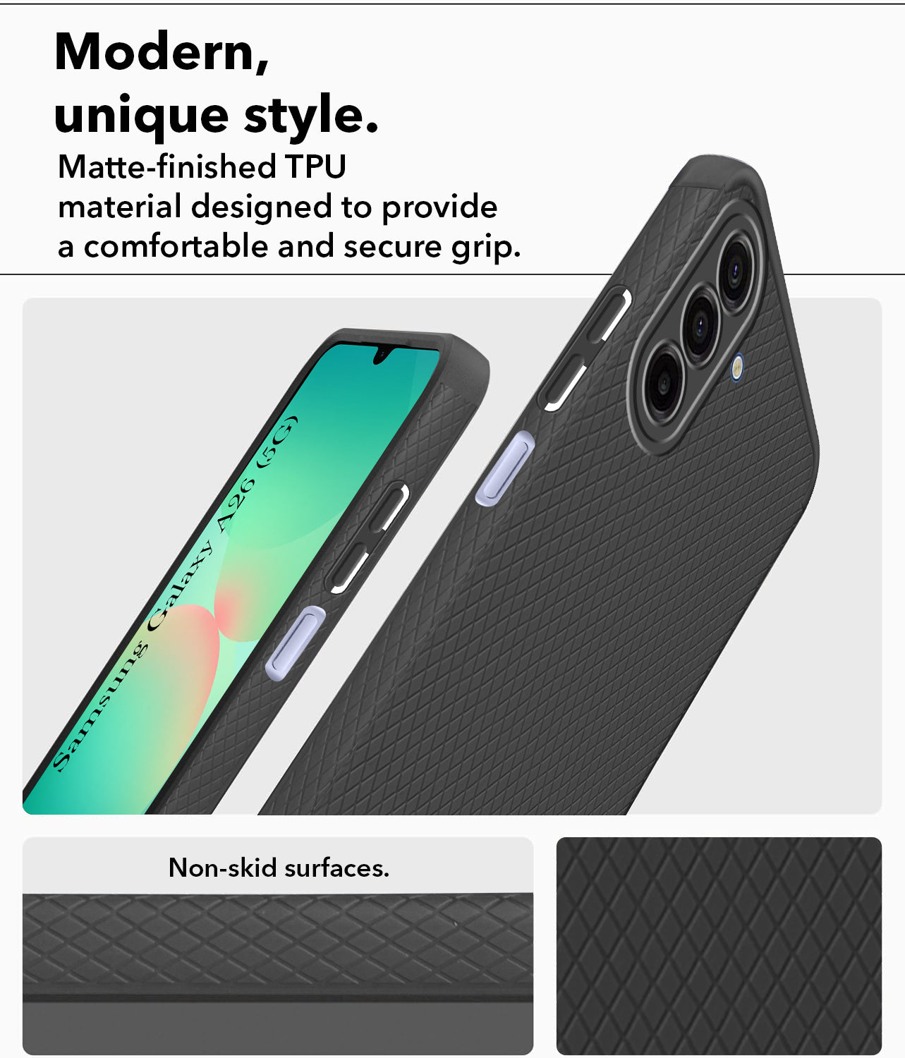For Samsung Galaxy A26 5G Back Cover Case (Liquid Silicone | Side Grip | Camera Protection)