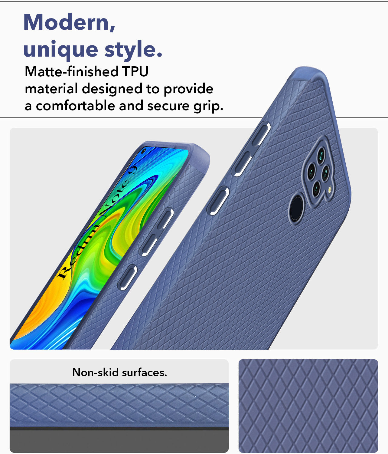 For Xiaomi Mi Redmi Note 9 Back Cover Case Liquid Silicone (Camera Protection | Side Grip Texture | Soft and Flexible)