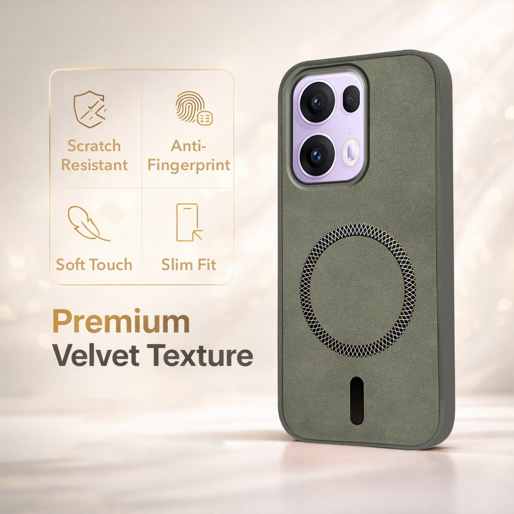 For Oppo Reno13 Pro | Oppo Reno 13 Pro Back Cover Case Leather Finish (MagSafe Compatible Wireless Charging | Soft Touch | Camera Bump Protection)