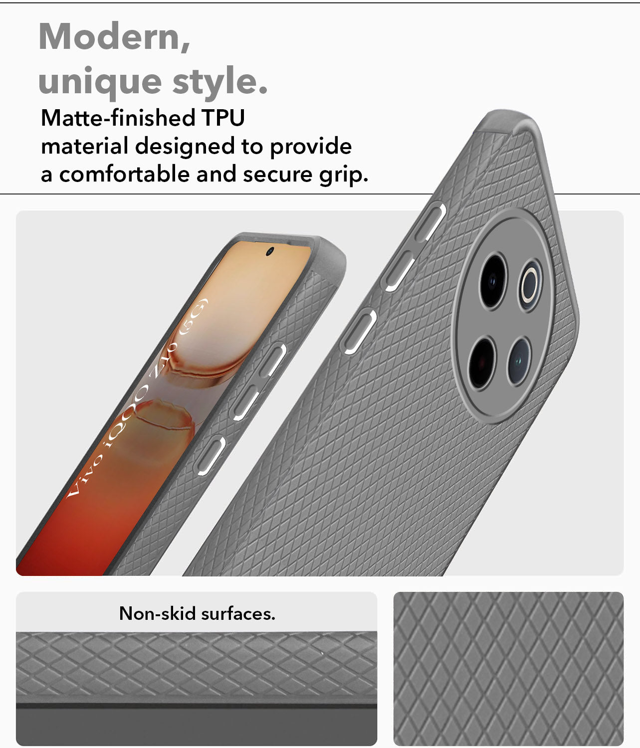 For Vivo iQOO Z10 Back Cover Case (Liquid Silicone | Side Grip | Camera Protection)
