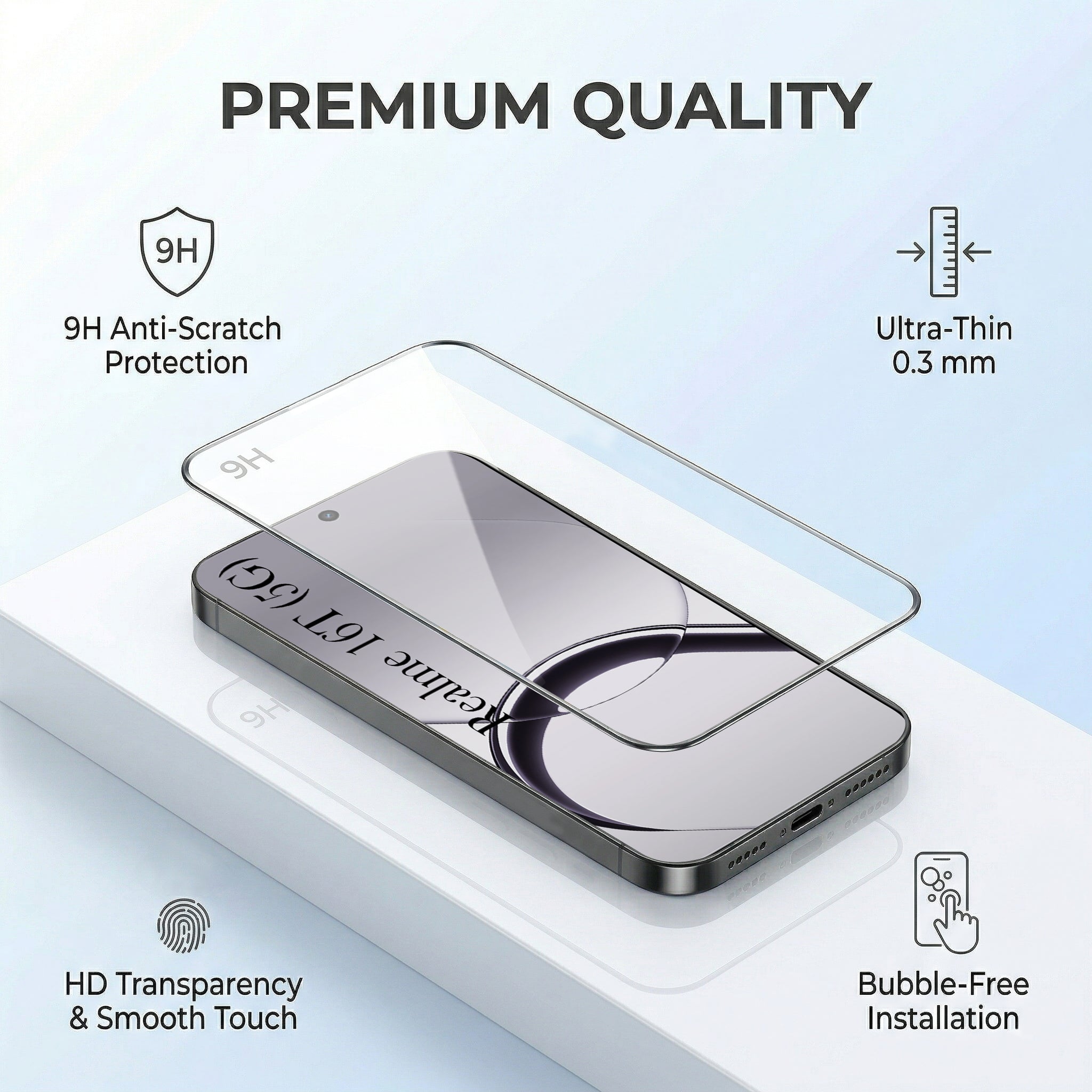 For Realme 16T 5G Combo (Textured Grip Design | Micro-Fiber Cloth Inside | Oleophobic Coating Screen Glass)