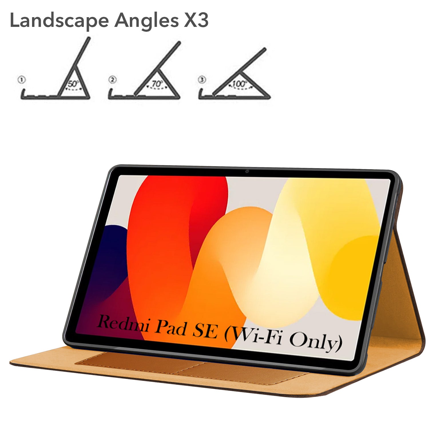 For Redmi Pad SE 11 Inch 23073RPBFG Flip Cover Folio Cover (PU Leather | Multi-Angle Smart Stand | Card Storage Slots | Silicone Back Pouch)