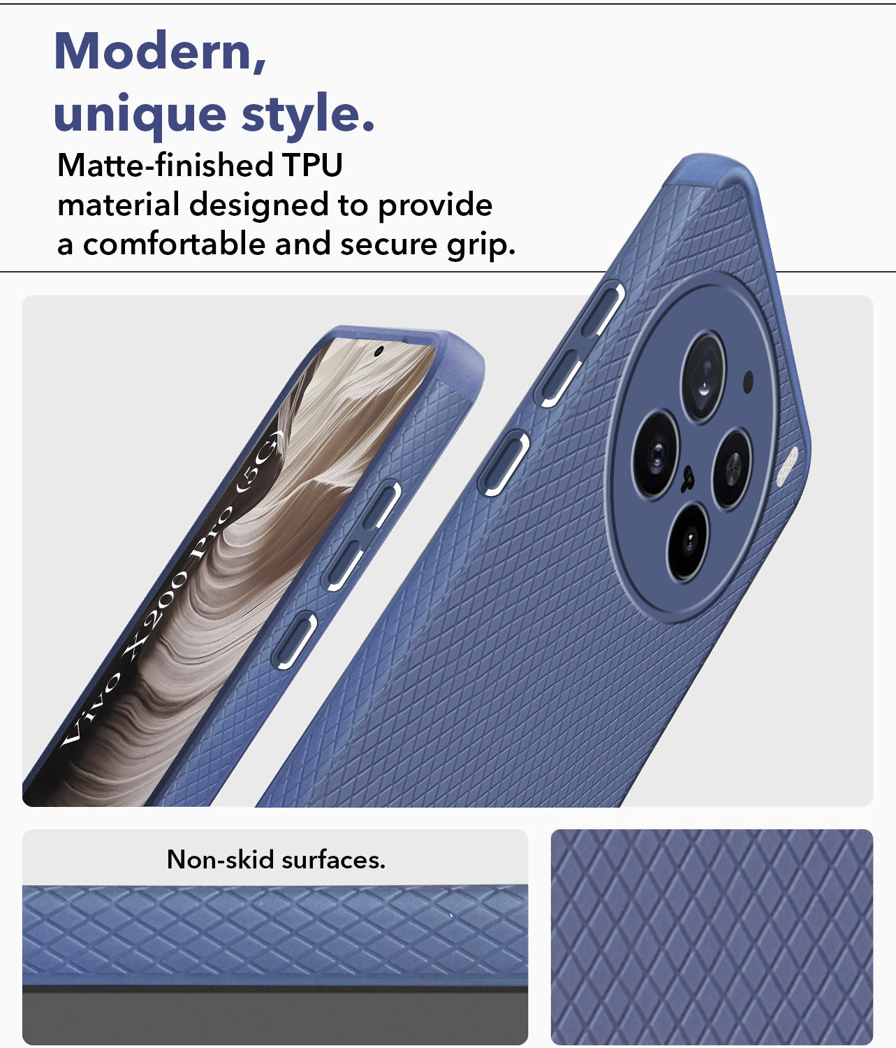 For Vivo X200 Pro 5G  Back Cover Case (Liquid Silicone | Side Grip | Camera Protection)