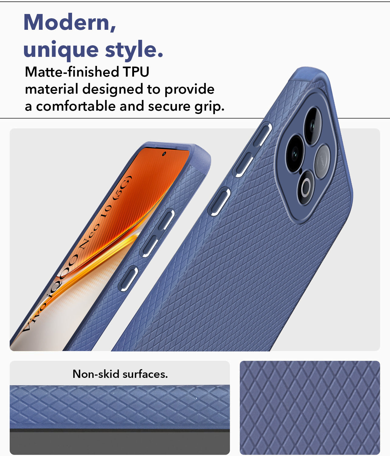 For Vivo iQOO Neo 10 Liquid Silicone Back Cover Case (Camera Protection | Side Grip Texture | Soft and Flexible)