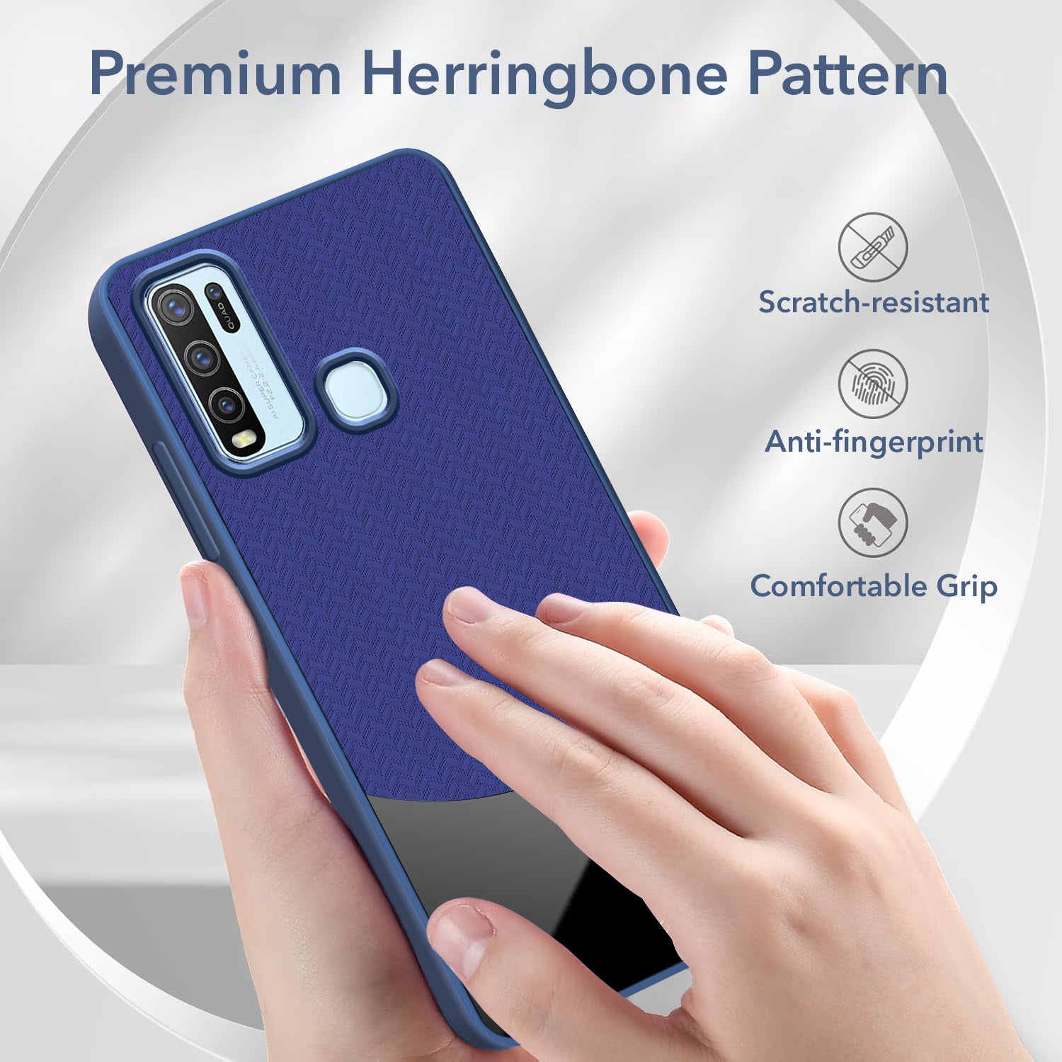 For Vivo Y50 Back Cover Case (Elegant PU Leather Finish | Premium Minimalist Professional | Camera Protection Bump)