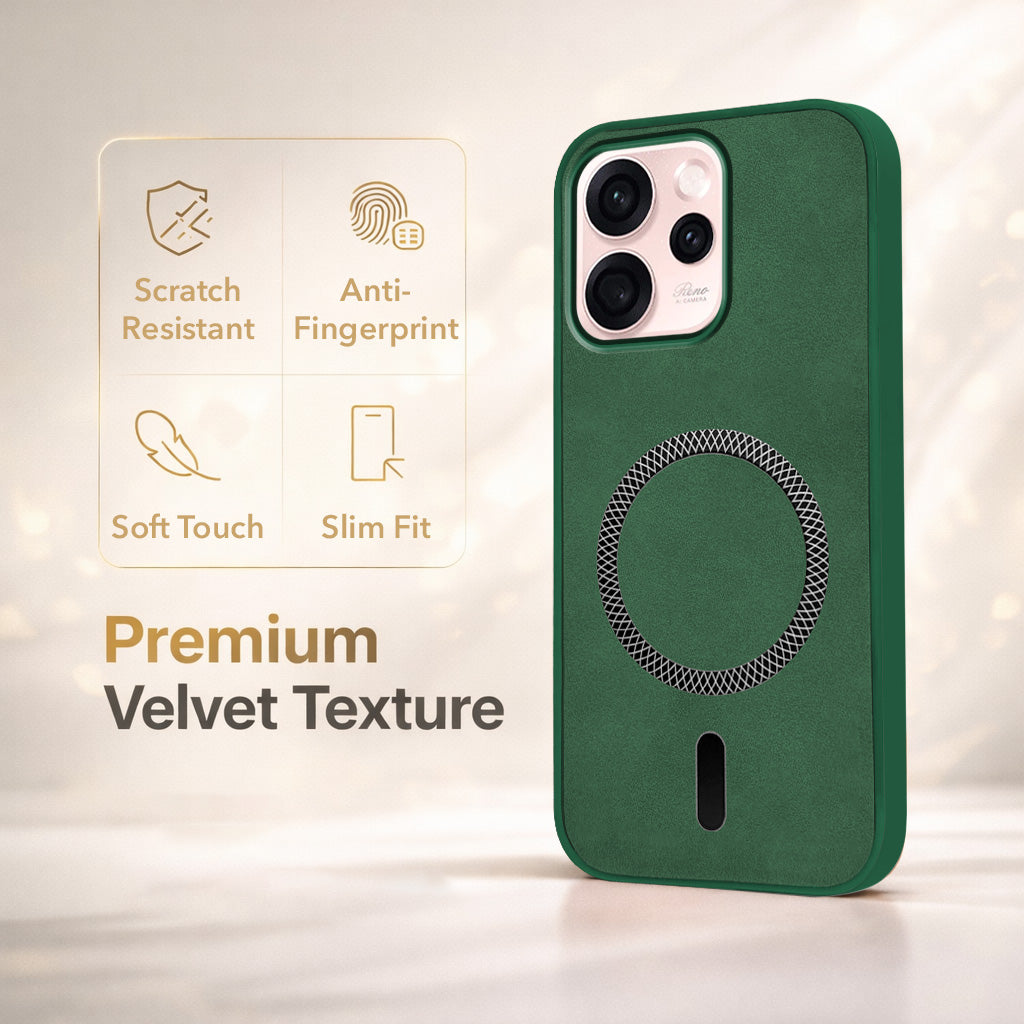 For Oppo Reno15 Pro Mini 5G | Oppo Reno 15 Pro Mini 5G Back Cover Case  Leather Finish  (MagSafe Compatible Wireless Charging | Soft Touch | Camera Bump Protection)