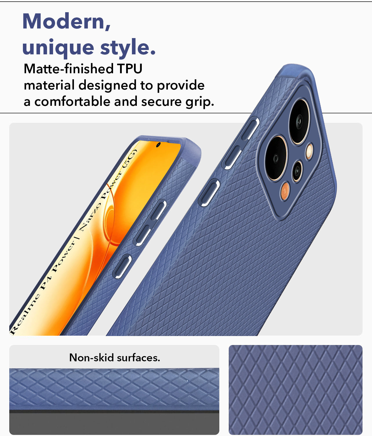 For Realme P4 Power 5G | Realme Narzo Power Back Cover Case Liquid Silicone (Camera Protection | Side Grip Texture | Soft and Flexible)