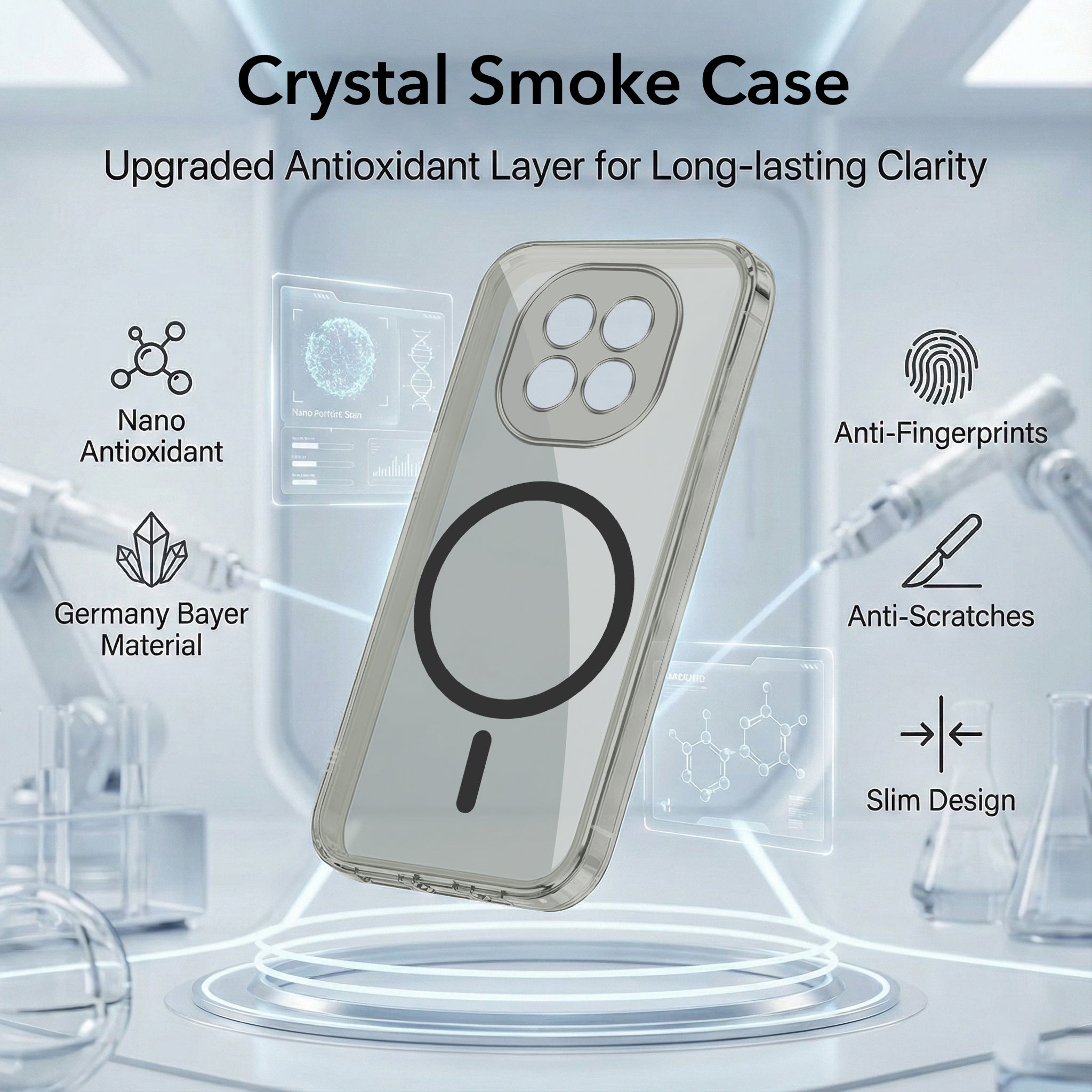 For Oppo F29 Back Cover Case Lifetime Anti-Yellow MagSafe Compatible Clear (Sleek Hard Crystal | Shockproof and Camera Protection)