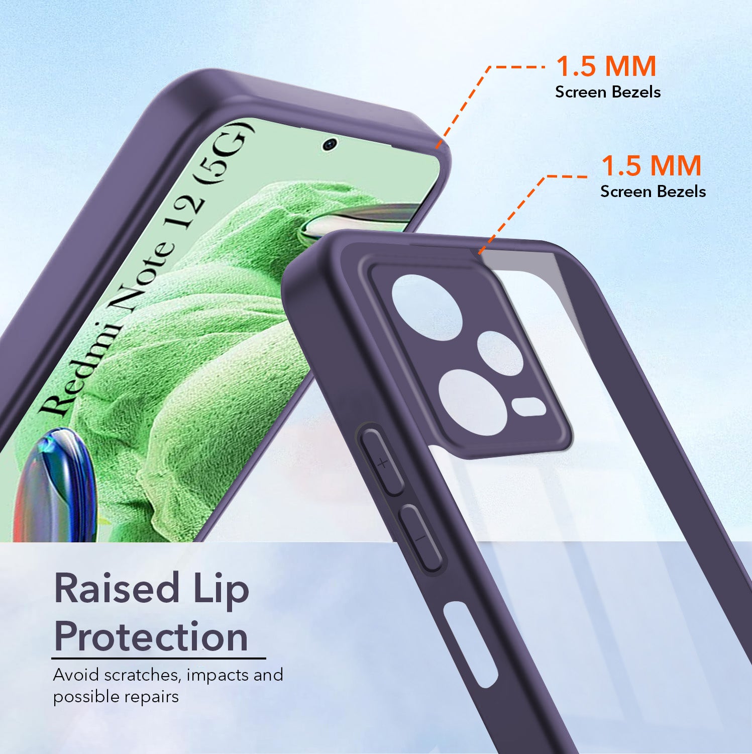 For Redmi Note 12 5G  Back Cover Case Ultra-Hybrid (Lifetime Anti Yellow | Anti Scratch | Crystal Clear Shockproof)