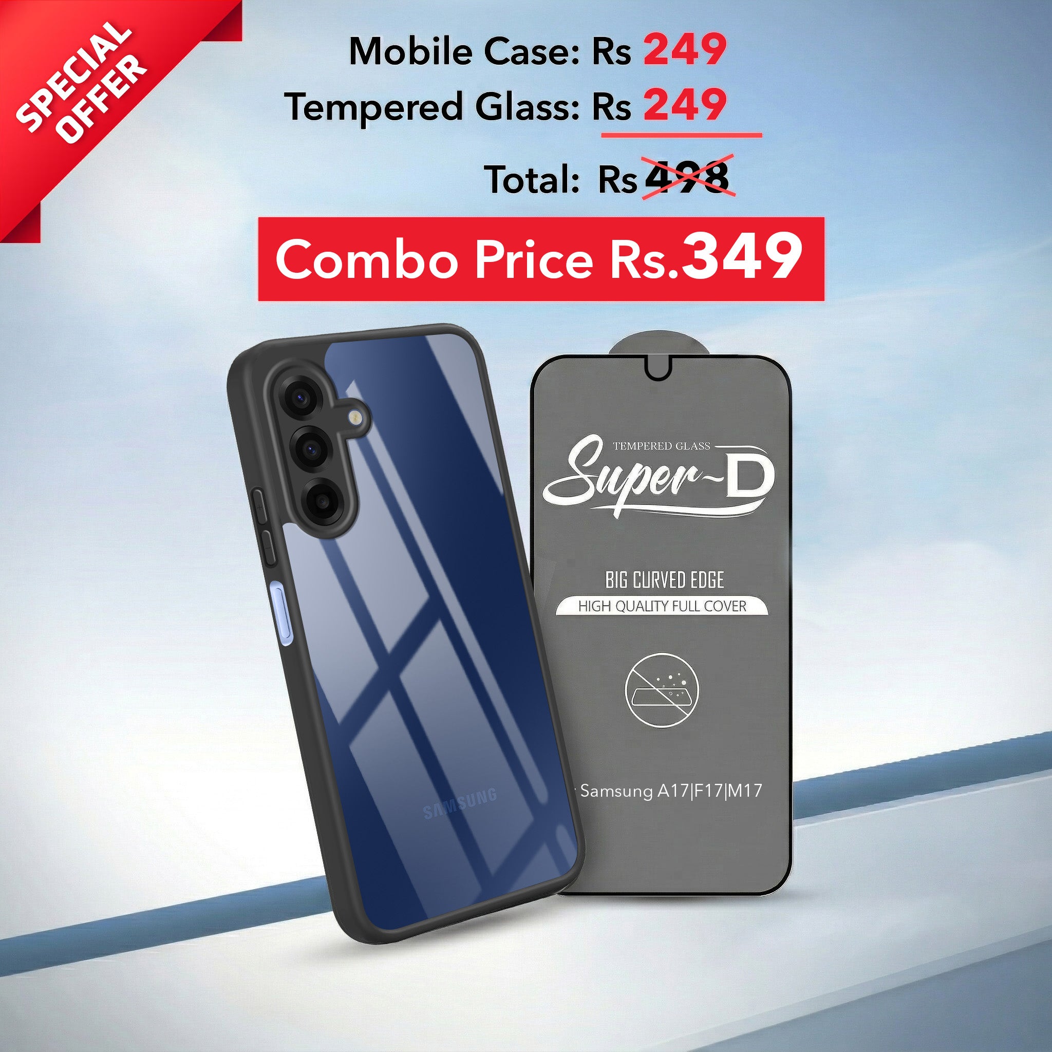 For Samsung Galaxy A17 | Samsung F17 | Samsung M17 5G Combo with Back Cover and 9H Tempered Glass ( Lifetime Anti-Yellow | Crystal Clear Shockproof | Oleophobic Coating Screen Glass)