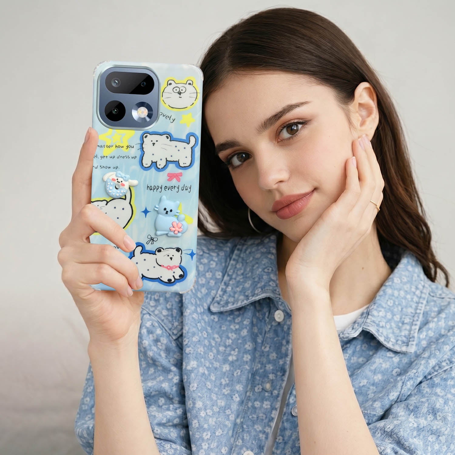 For Realme 16 Pro Back Cover Case (3D Cute Cartoons | Hard Back Side Soft | Matte Premium Finish | HD Printing)