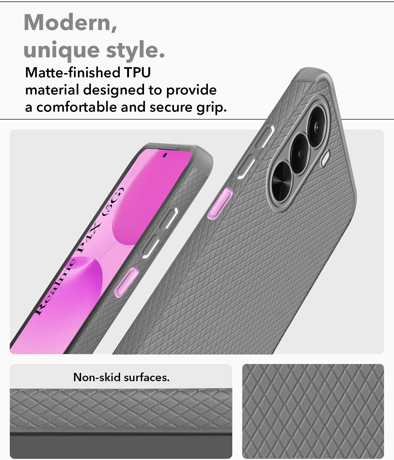 For Realme P4x Back Cover Case Liquid Silicone (Camera Protection | Side Grip Texture | Soft and Flexible)