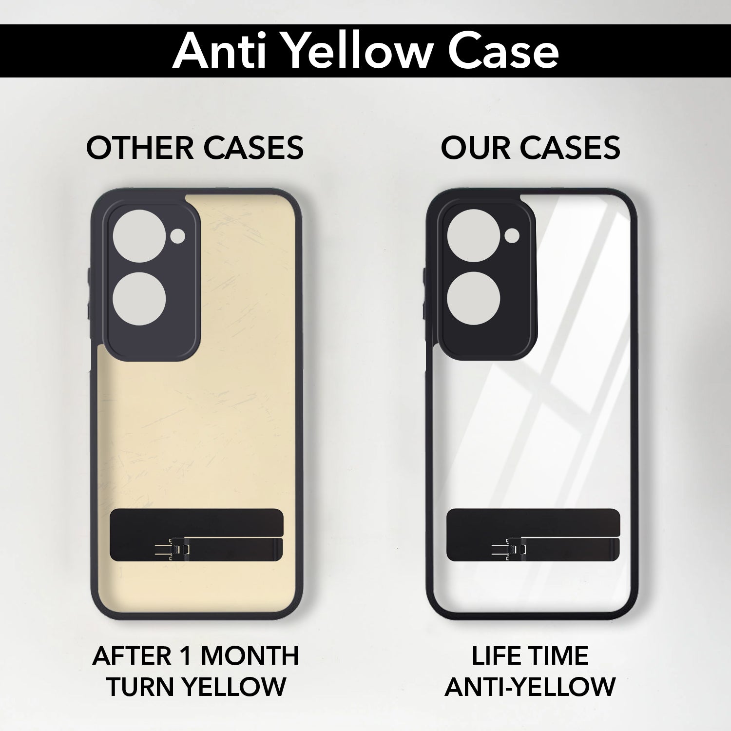 For Vivo Y18 | Y18e | Y03 | Y18i | Y18t Back Cover Case (Built-in Stand | Lifetime Anti Yellow | Kickstand Shockproof | Camera Protection | MagSafe Compatible)