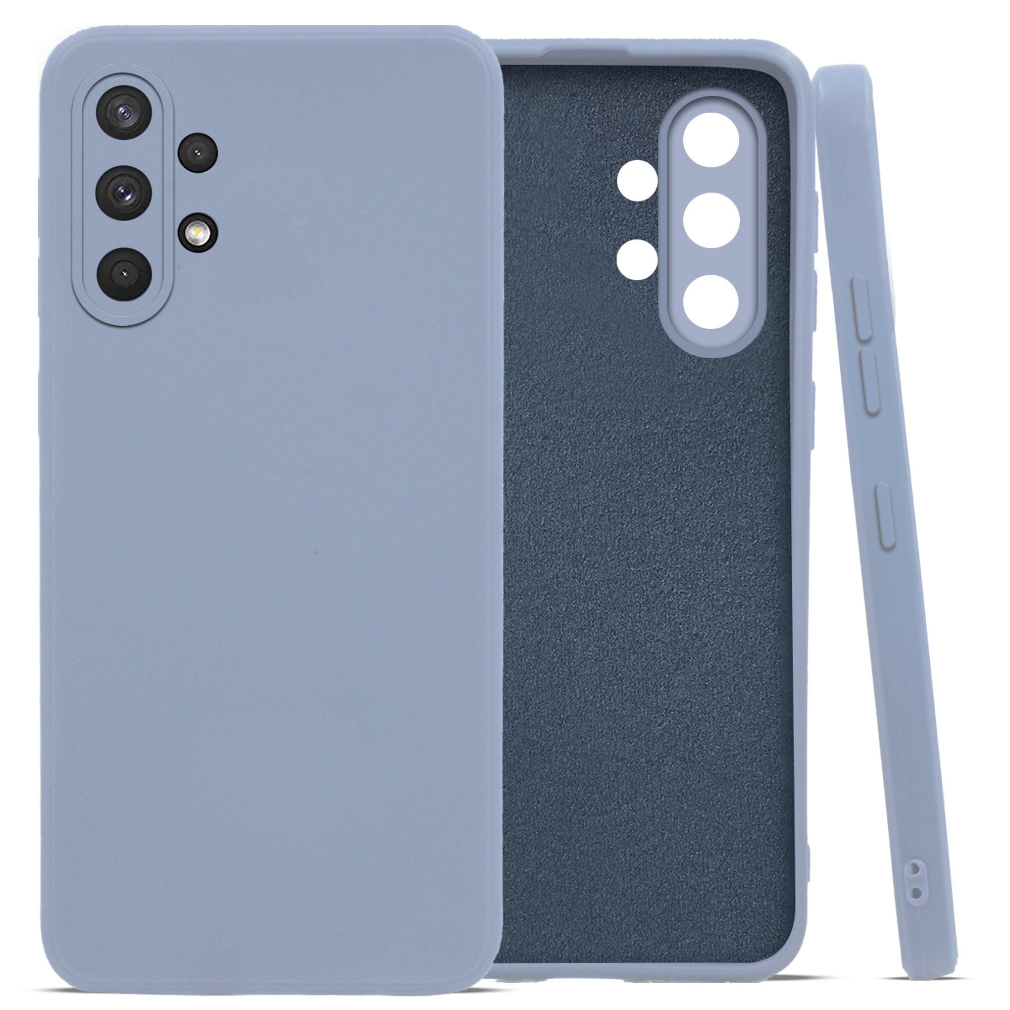For Samsung Galaxy A32 4G Back Cover Case (Matte Finish Silicone with Inside Fiber cloth |Light Blue)