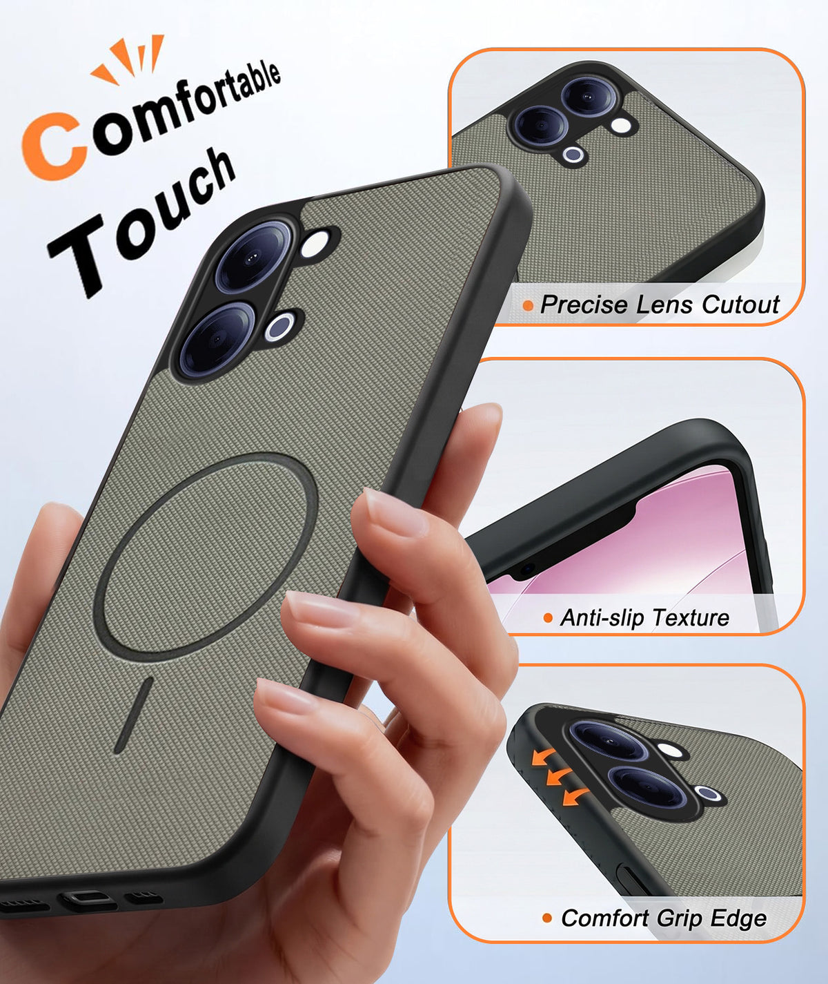 For Vivo Y05 4G Back Cover Case PU Leather (Texture Grip Design | Professional Minimalist | Camera Protection | Soft and Flexible)