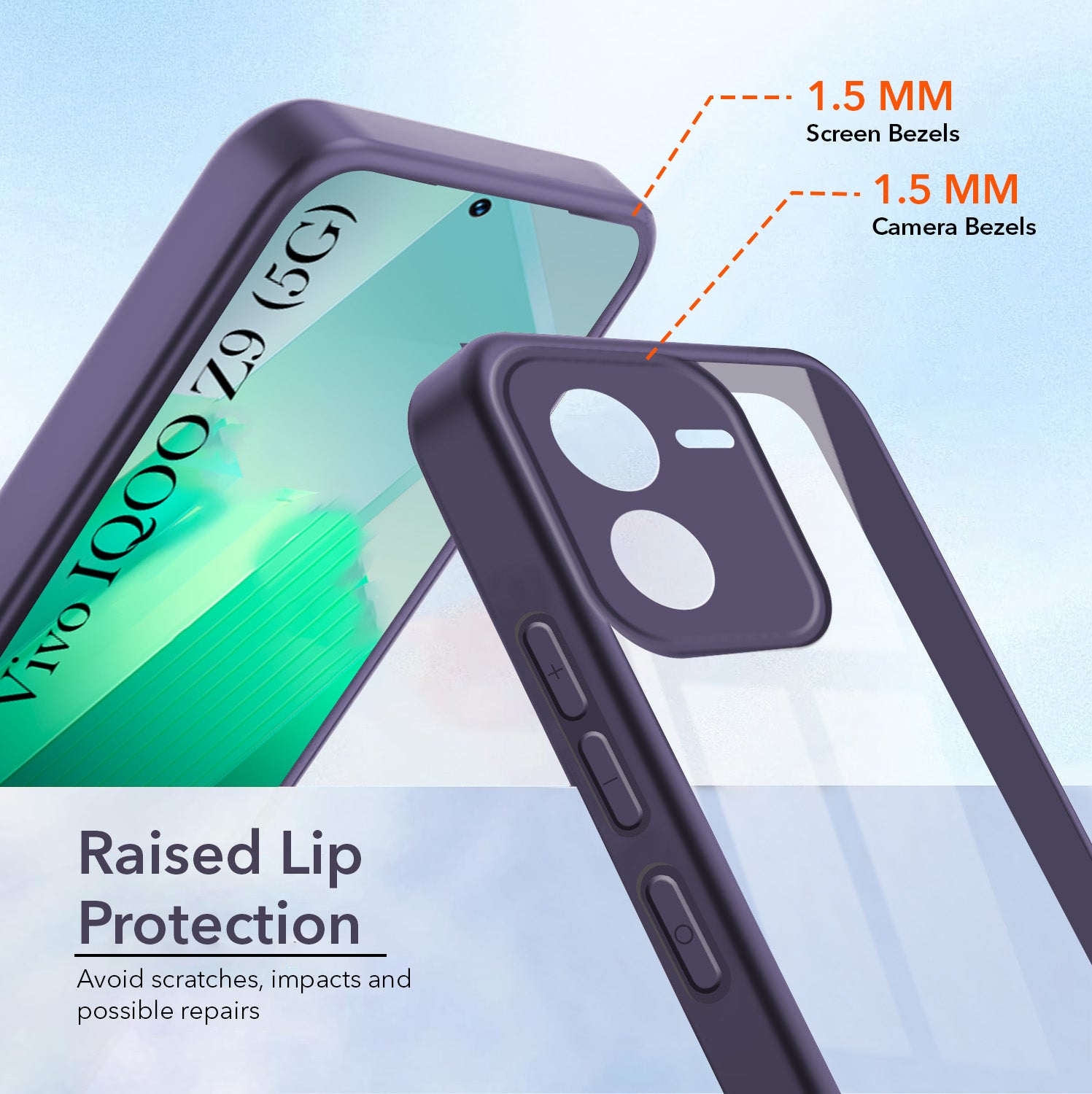 For vivo iQOO Z9 Back Cover Case Ultra-Hybrid (Lifetime Anti Yellow | Anti Scratch | Crystal Clear Shockproof)