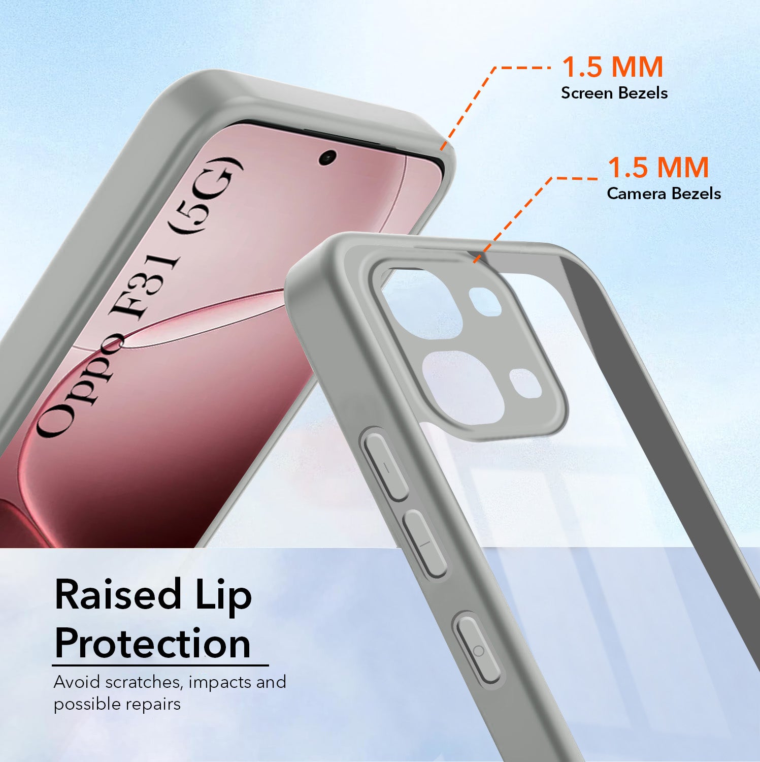 For Oppo F31 Back Cover Case Ultra-Hybrid (Lifetime Anti Yellow | Anti Scratch | Crystal Clear Shockproof)