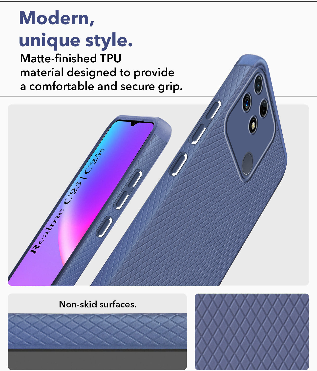 For Realme C25 | C25s Back Cover Case Liquid Silicone (Camera Protection | Side Grip Texture | Soft and Flexible)