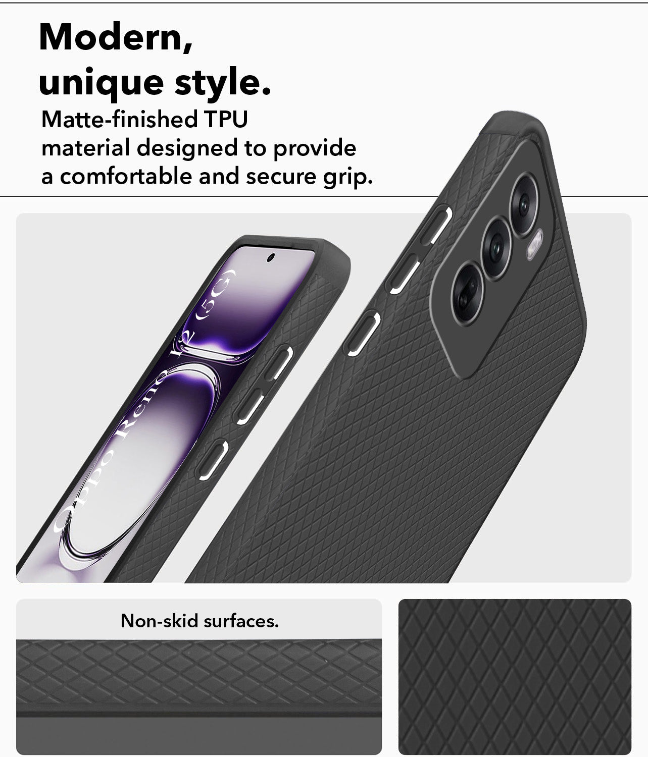 For Oppo Reno12 5G | Oppo Reno 12 5G Back Cover Case  (Liquid Silicone | Side Grip | Camera Protection)
