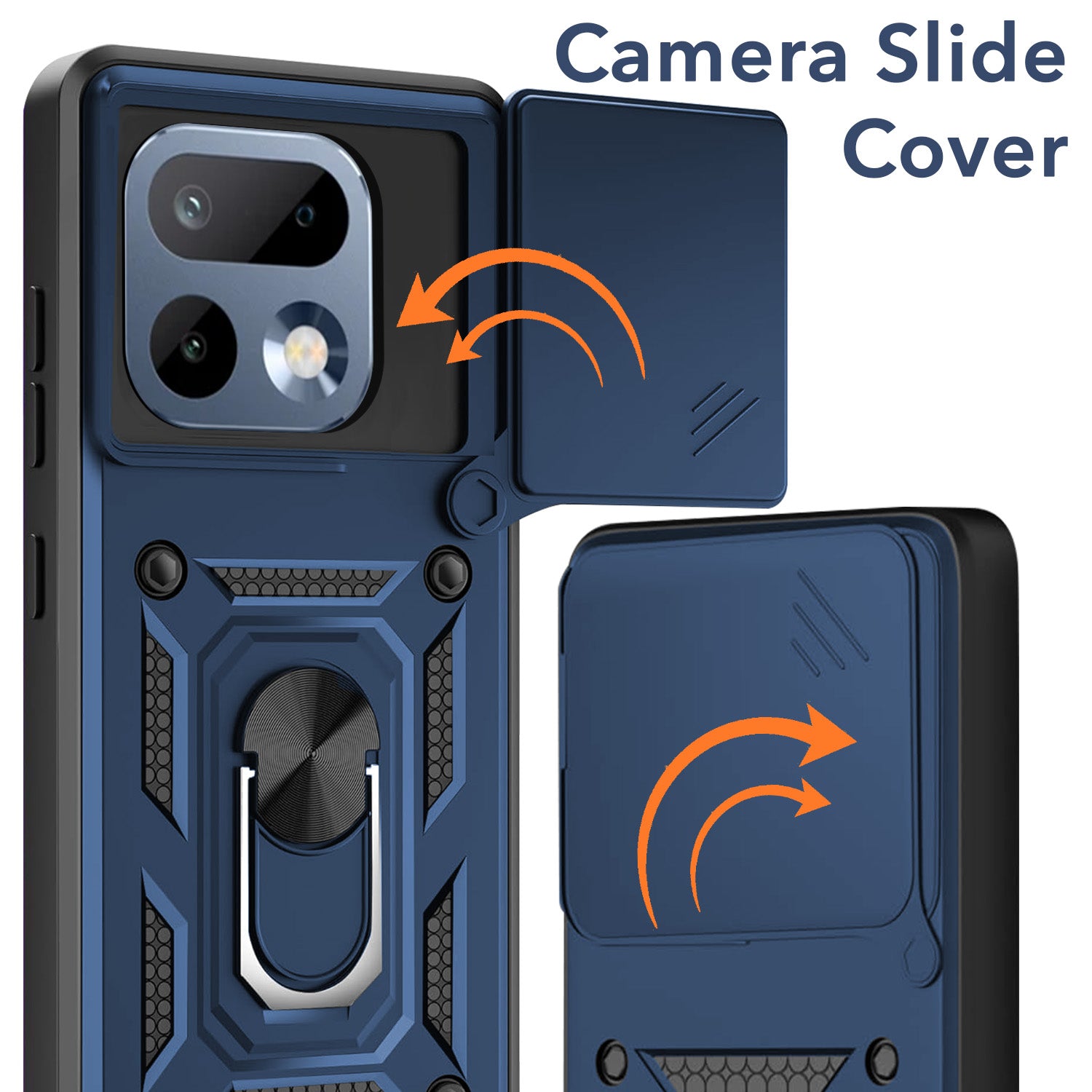 For Realme 16 Pro Back Cover Case Hybrid Armor (Sliding Shutter Camera Protection | Polycarbonate |Ring Holder Kickstand)