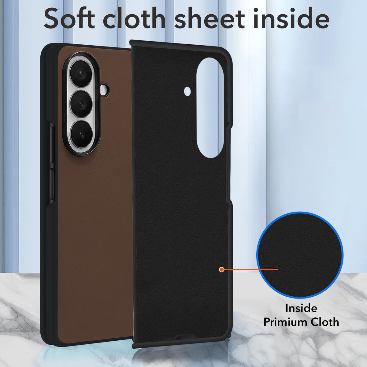 For Samsung Galaxy Z Fold 7 Premium Cover Case (Soft Leater Touch | Interior Protective Cloth | Slim 360* Protection)