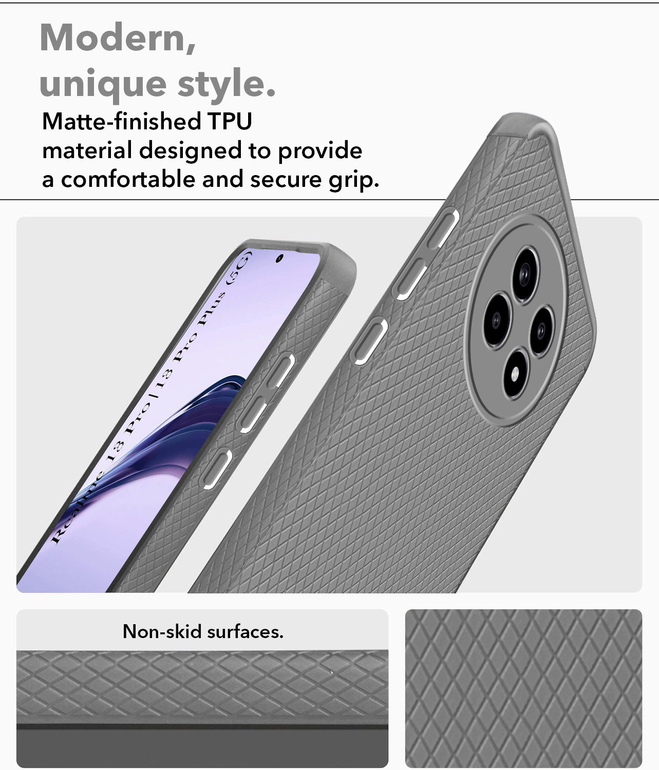 For Realme 13 Pro | Realme 13 Pro Plus 5G Back Cover Case (Liquid Silicone | Side Grip | Camera Protection)