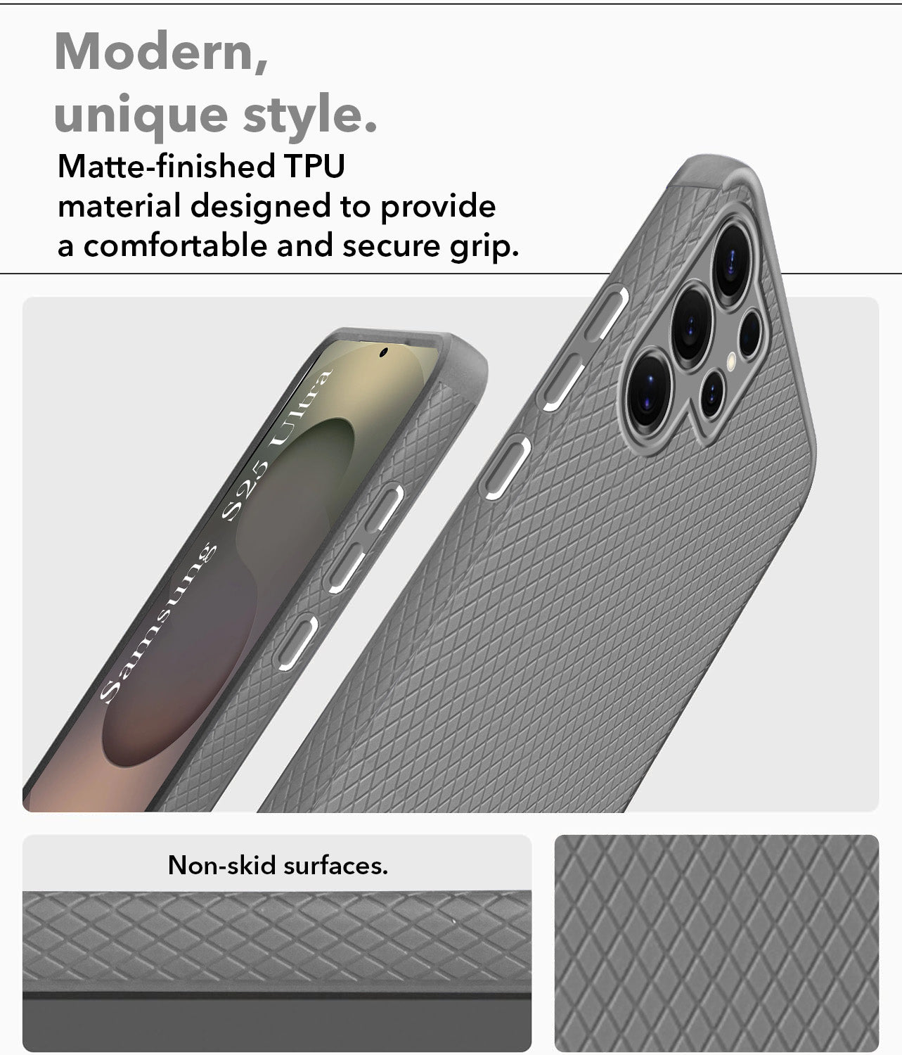 For Samsung Galaxy S25 Ultra Back Cover Case (Liquid Silicone | Side Grip | Camera Protection)