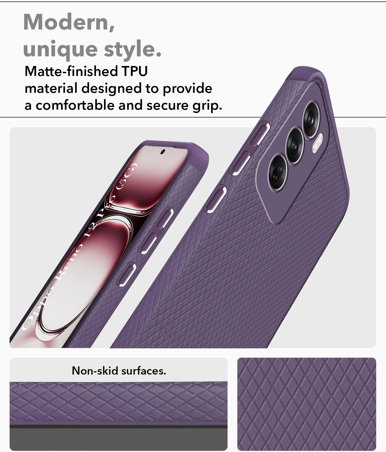 For Oppo Reno12 Pro 5G | Oppo Reno 12 Pro 5G Back Cover Case (Liquid Silicone | Side Grip | Camera Protection)