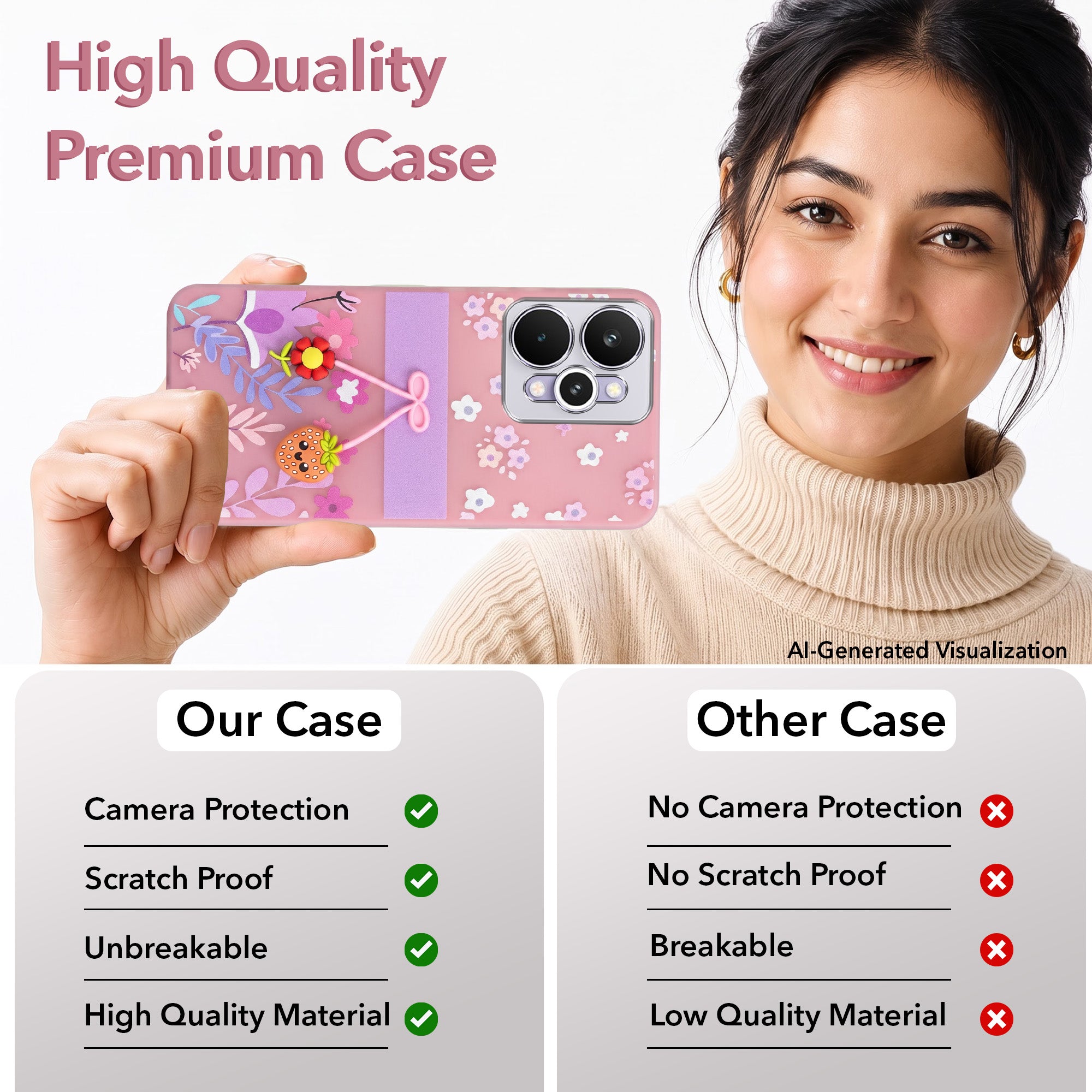 For Realme 15 Pro Back Cover Case (3D Cute Cartoons | Hard Back Side Soft | Matte Premium Finish | HD Printing)