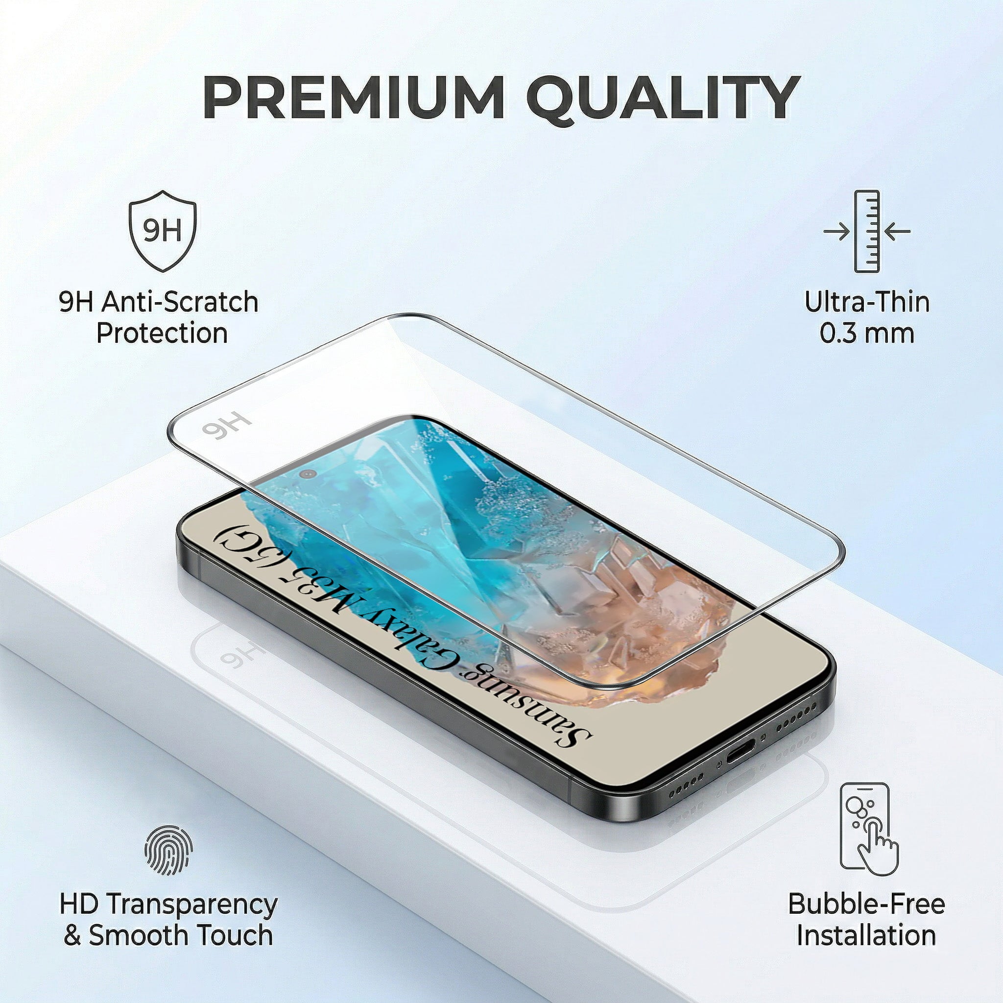 For Samsung Galaxy M35 5G Combo with Back Cover and 9H Tempered Glass (Textured Grip Design | Micro-Fiber Cloth Inside | Oleophobic Coating Screen Glass)