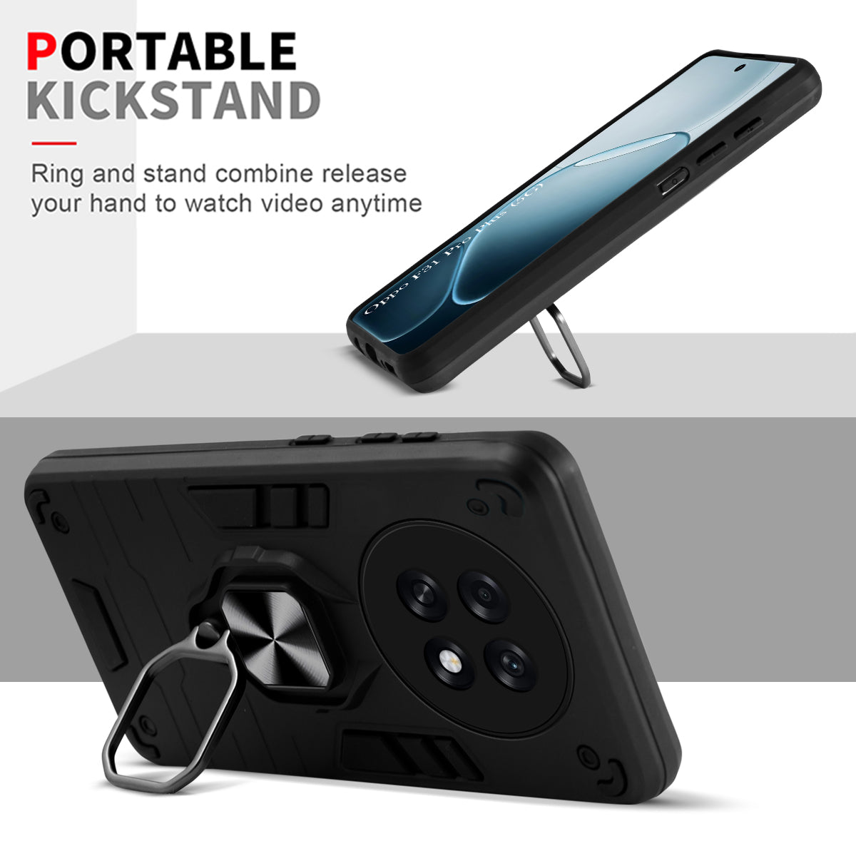 For Oppo F31 Pro Plus Back Cover Case Hybrid Armor (Shockproof Dual Layer Polycarbonate |Ring Holder Kickstand)