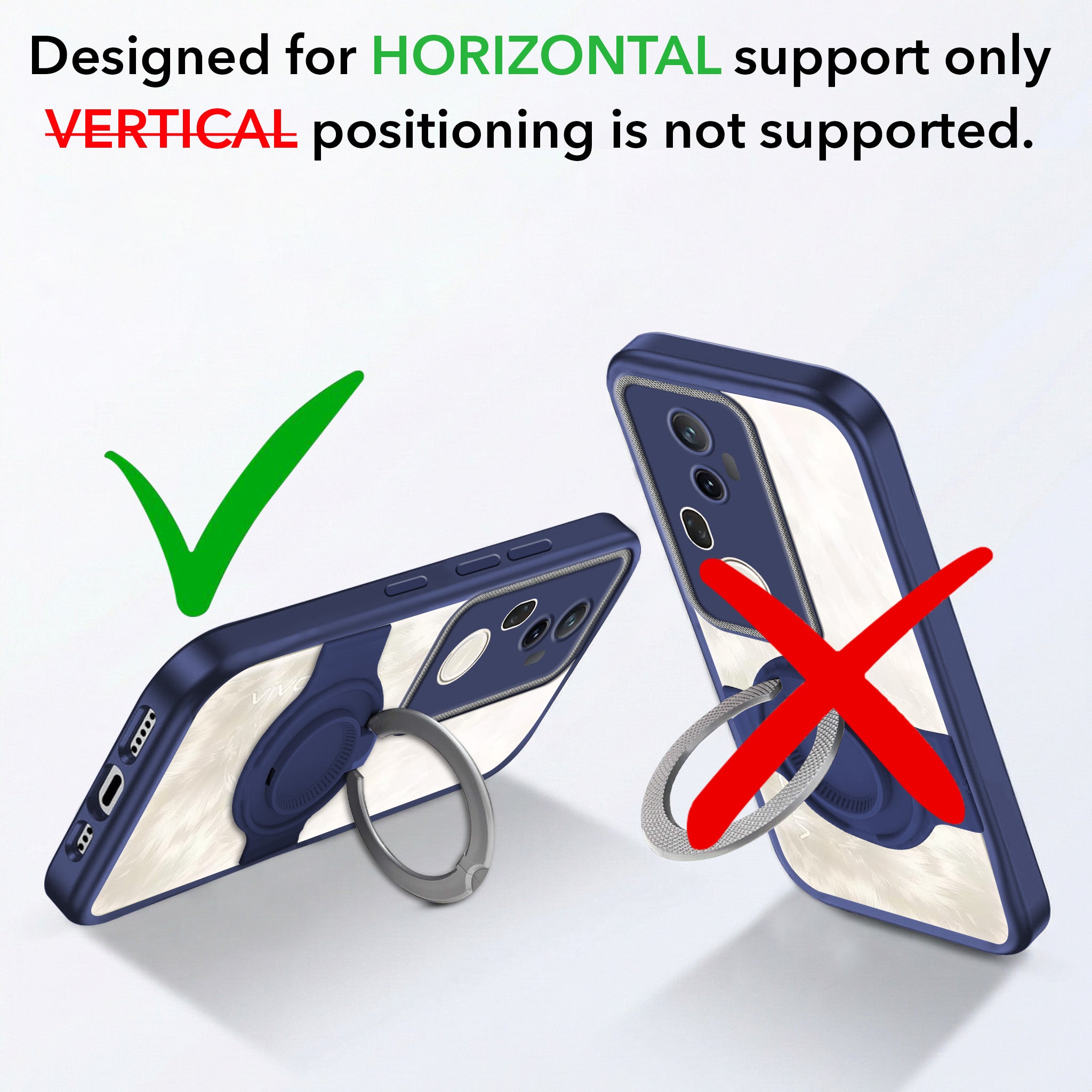 For Vivo T4 Ultra Back Cover Case with stand (Built-in Ring Holder Kickstand | Lifetime Anti Yellow | Camera Protection)