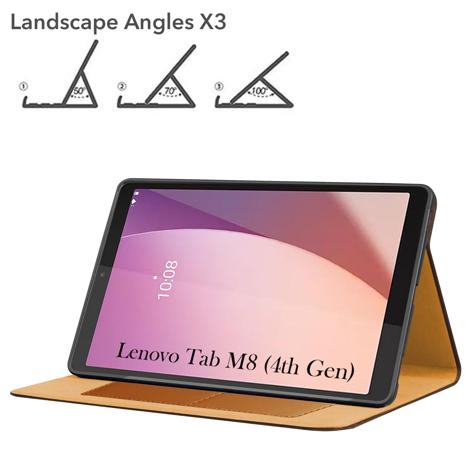For Lenovo Tab M8 4 GEN 2024 8 Inch Flip Cover Folio Cover (PU Matte Leather | Multi-Angle Smart Stand | Card Storage Slots | Silicone Back Pouch)