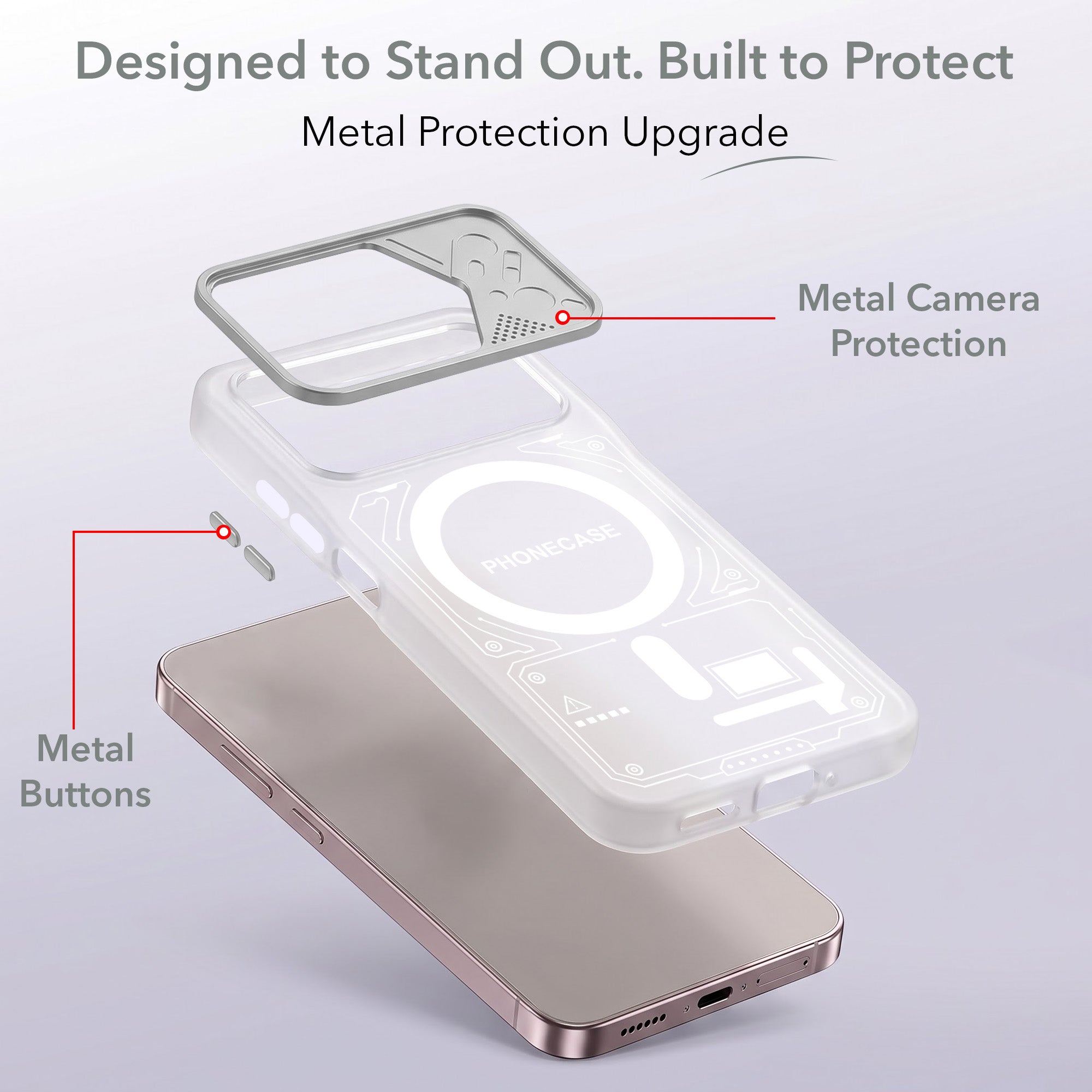 For Motorola Moto G37 Power Metallic Back Cover Case (Metallic Camera Protection & Buttons | Translucent Milky Shade | Hard Polycarbonate)