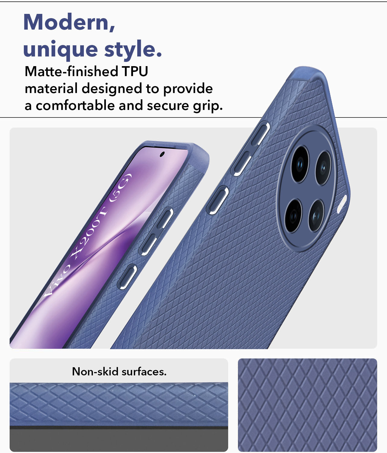 For Vivo X200T Back Cover Case Liquid Silicone (Camera Protection | Side Grip Texture | Soft and Flexible)
