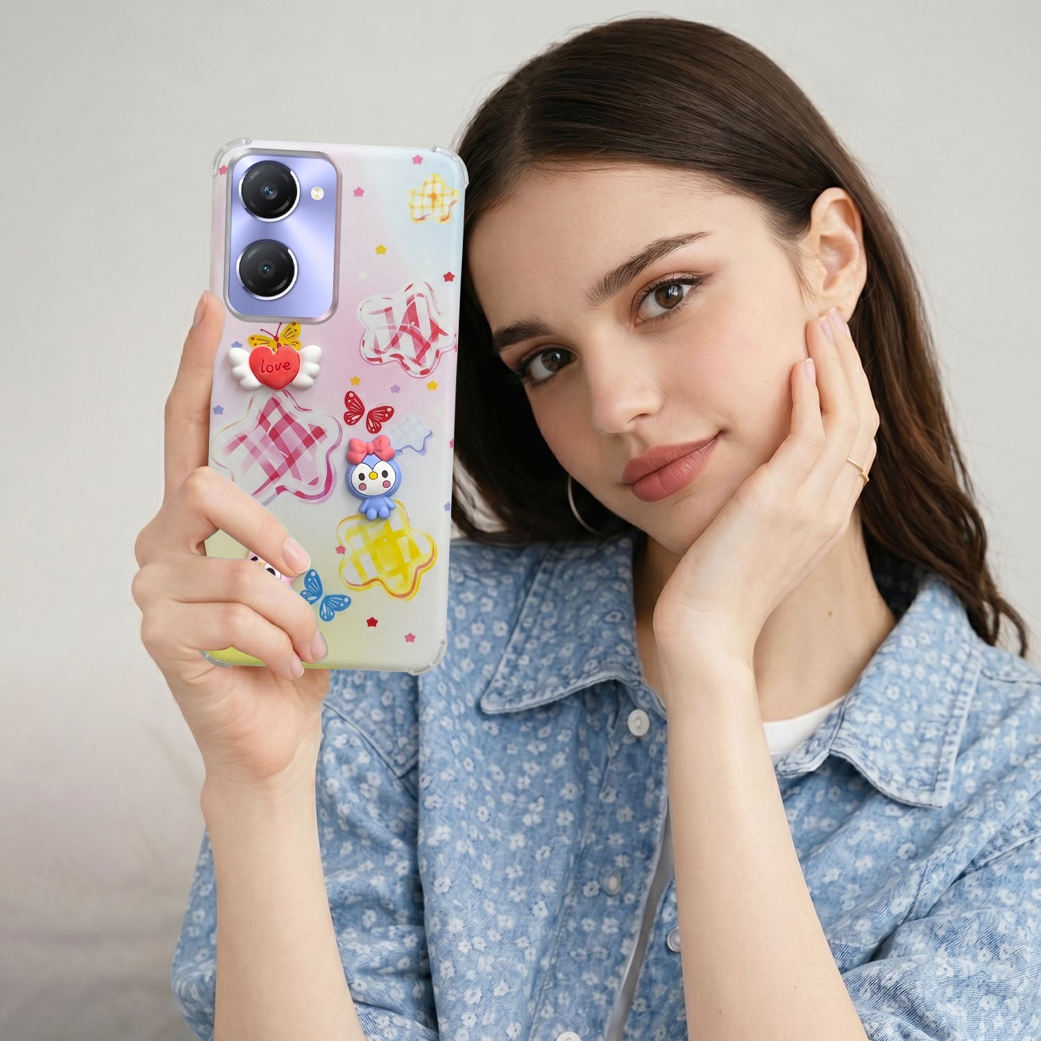 For Vivo Y28s 5G | Vivo T3 Lite 5G Back Cover Case (3D Cute Cartoons | Hard Back Side Soft | Matte Premium Finish | HD Printing)