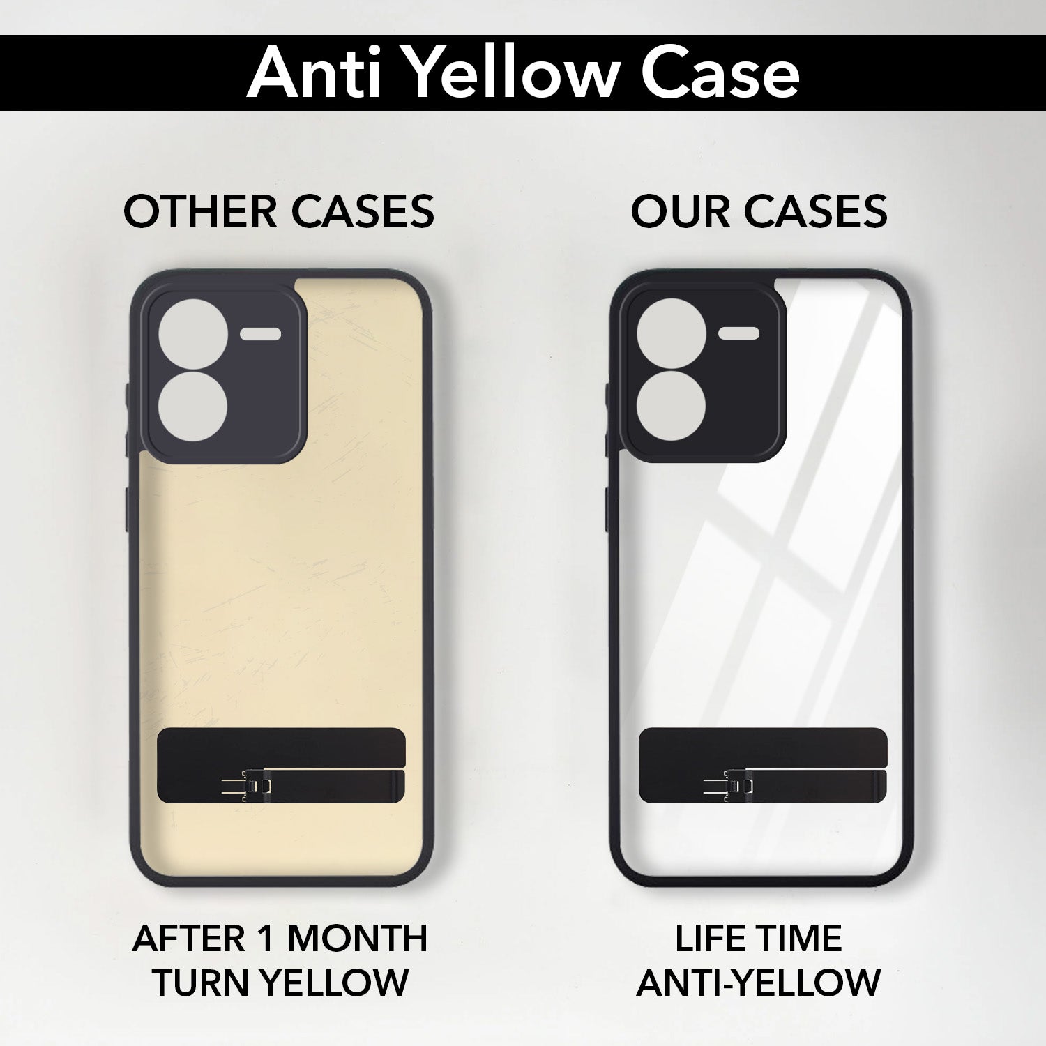 For Vivo iQOO Z9 5G Back Cover Case (Built-in Stand | Lifetime Anti Yellow | Kickstand Shockproof | Camera Protection | MagSafe Compatible)