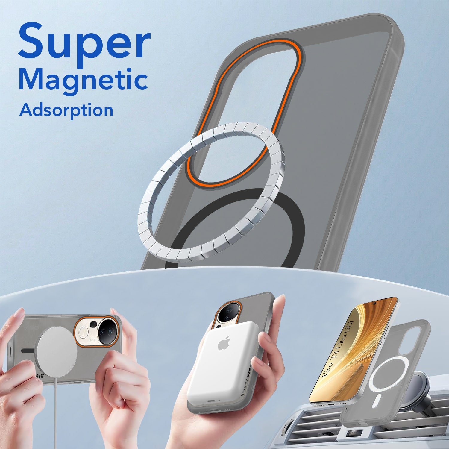 For Vivo T4 Ultra Back Cover Case (Soft Touch | Camera Bump Protection | MagSafe Compatible | Matte Finish)