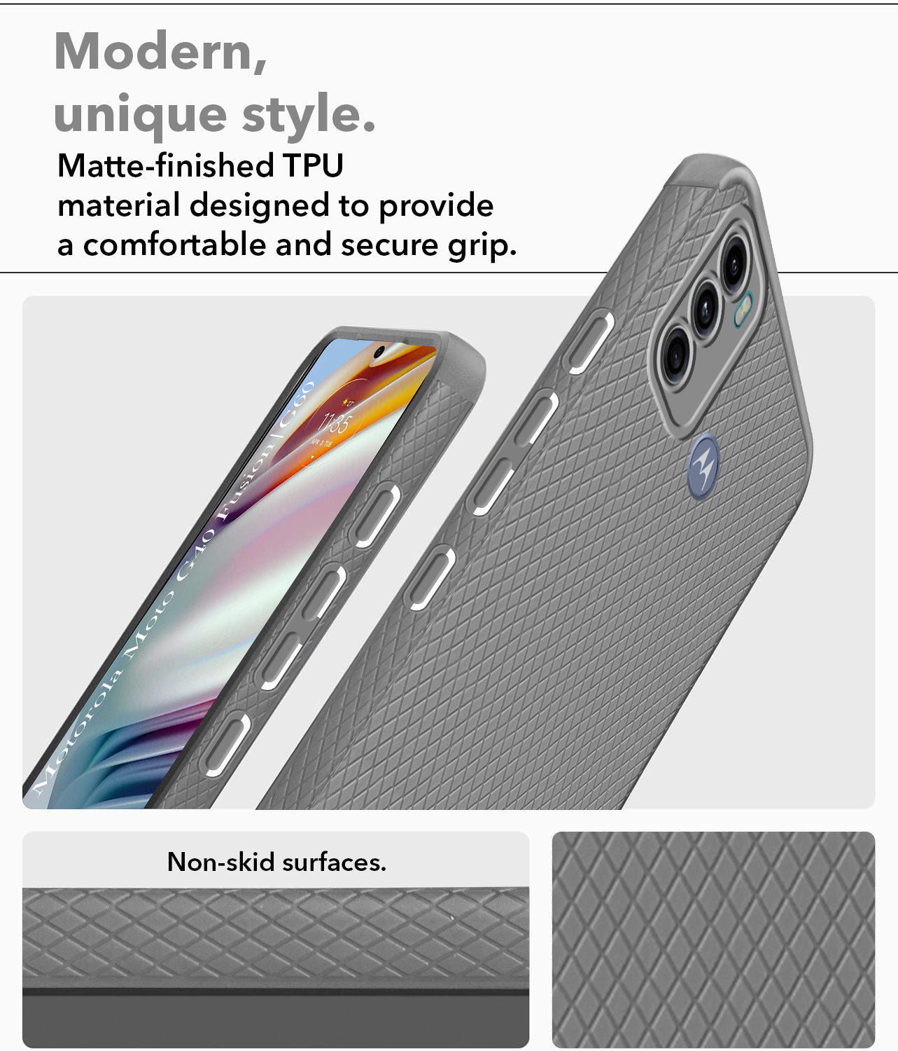 For Motorola Moto G40 Fusion | G60 Back Cover Case (Liquid Silicone | Side Grip | Camera Protection)