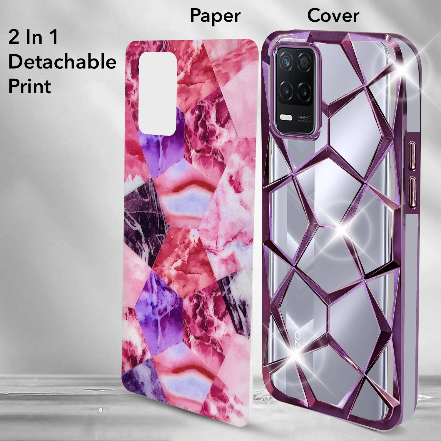 For Realme Narzo 30 5G Back Cover Case (Dual Design Glitter Sparkle and Detachable Diamond Print Case | Soft and Flexible)