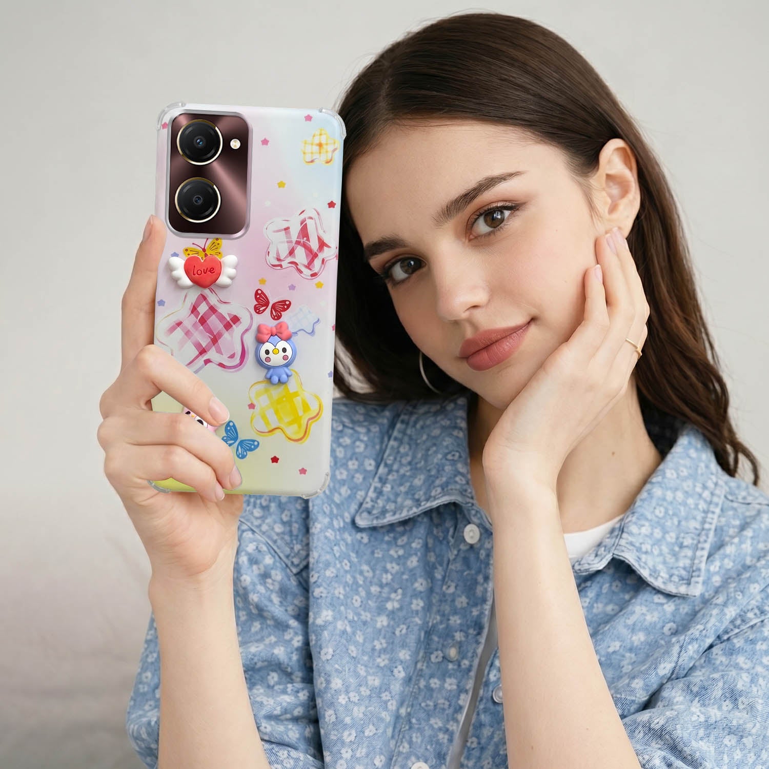 For Vivo iQOO Z9 Lite 5G Back Cover Case (3D Cute Cartoons | Hard Back Side Soft | Matte Premium Finish | HD Printing)