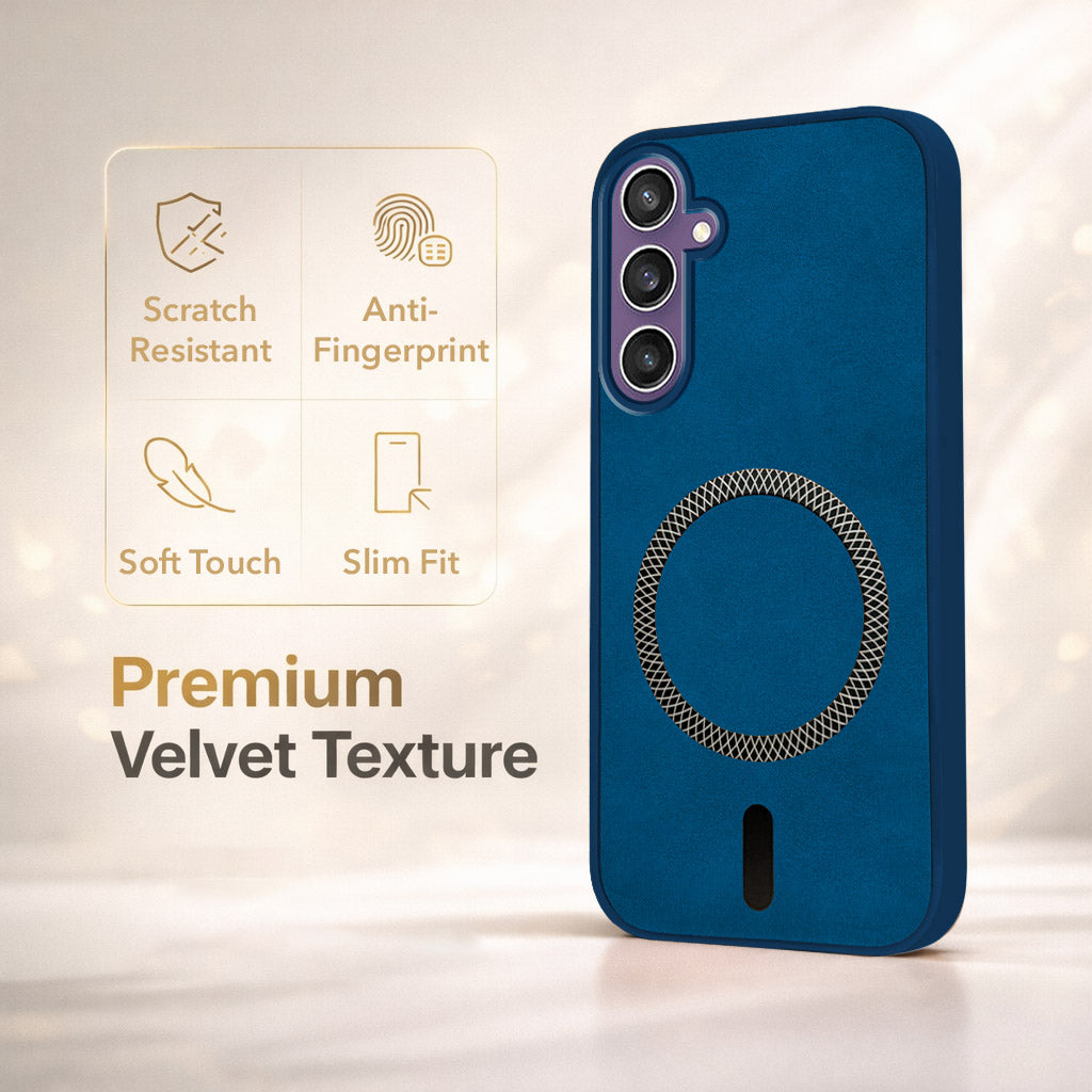 For Samsung Galaxy S23 FE 5G Back Cover Case Leather Finish (MagSafe Compatible Wireless Charging | Soft Touch | Camera Bump Protection)