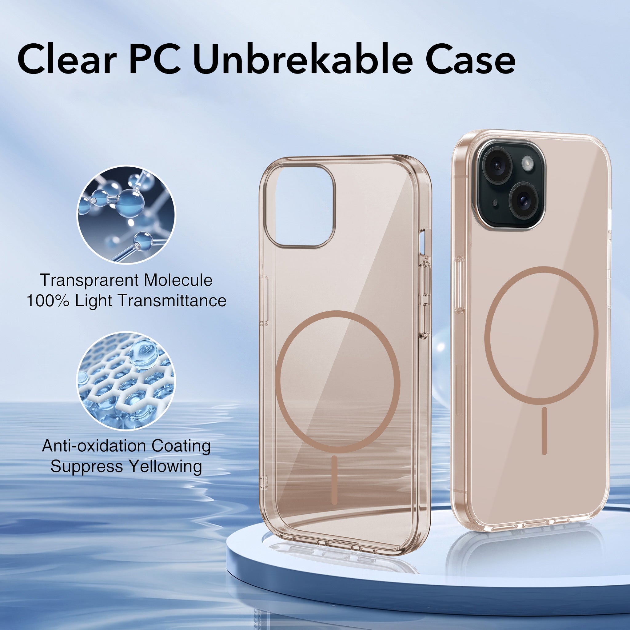 For Apple iPhone 15 Back Case Cover Crystal Anti Yellow (Unbreakable PC | MagSafe Wireless Charging Support |Camera Protection Bump)