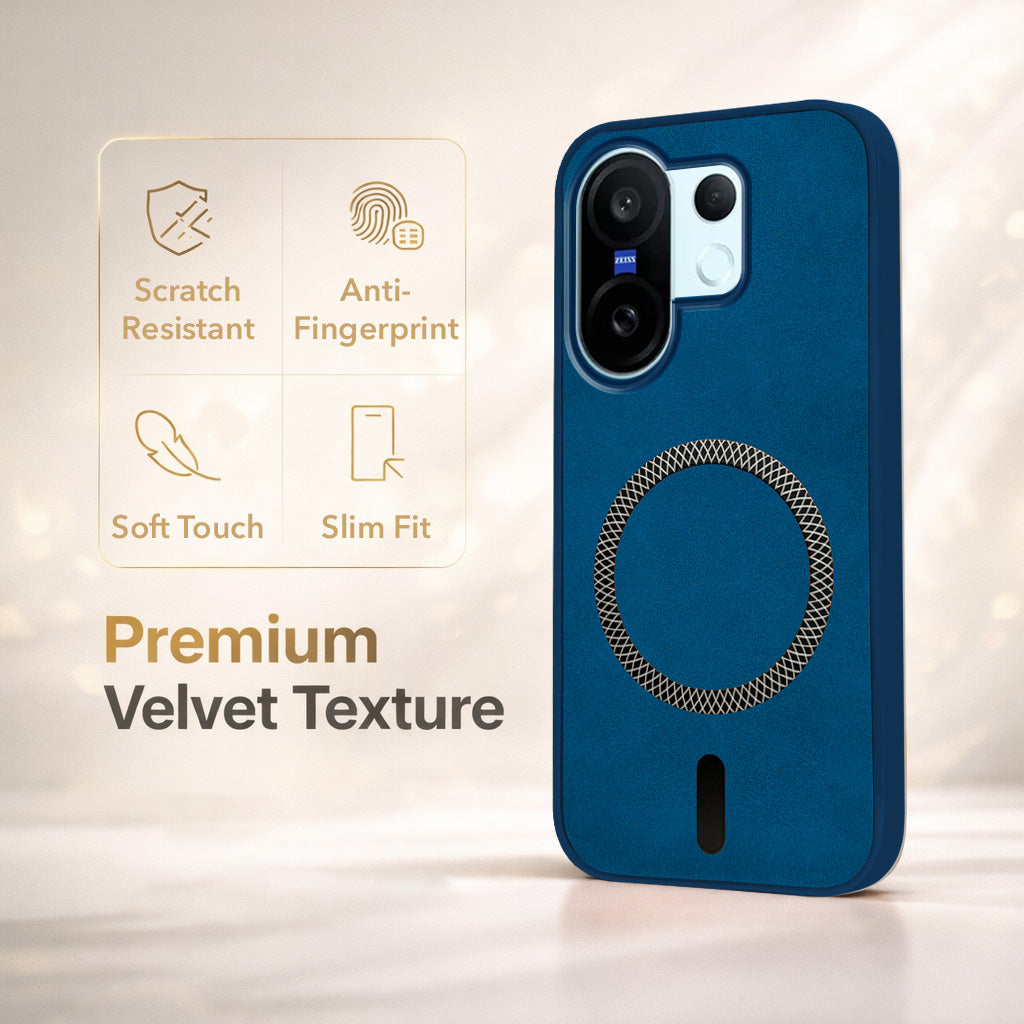 For Vivo X200 FE Back Cover Case Leather Finish (MagSafe Compatible Wireless Charging | Soft Touch | Camera Bump Protection)