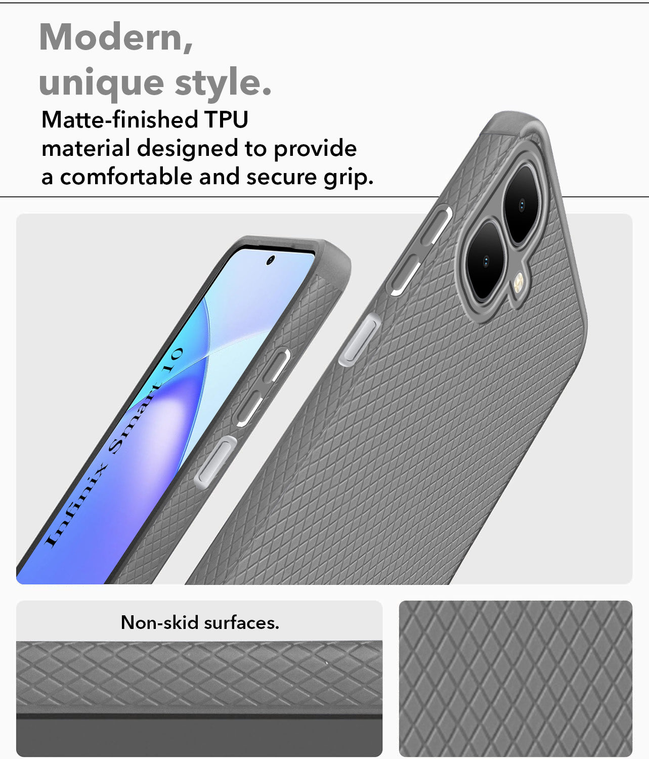 For Infinix Smart 10 Back Cover Case (Liquid Silicone | Side Grip | Camera Protection)