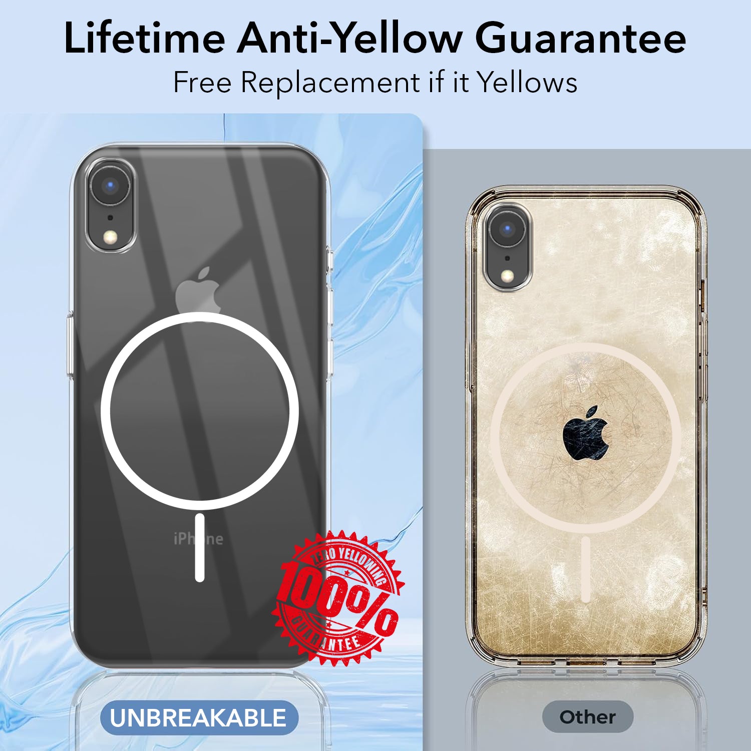 For Apple iPhone XR Back Cover Case (Crystal Clear Case | MagSafe Wireless Charging Support | Hard Anti Yellow | Camera Protection Bump)