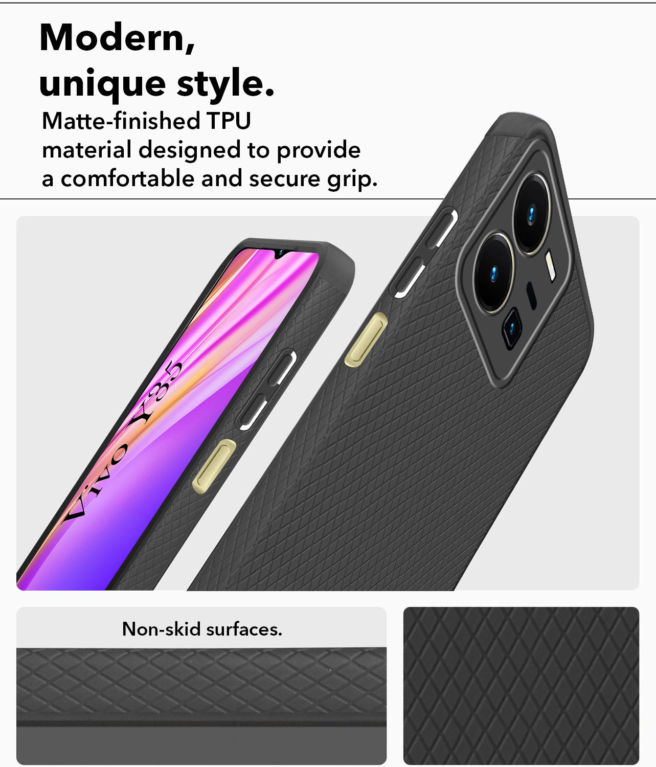 For Vivo Y35 Back Cover Case Liquid Silicone (Camera Protection | Side Grip Texture | Soft and Flexible)