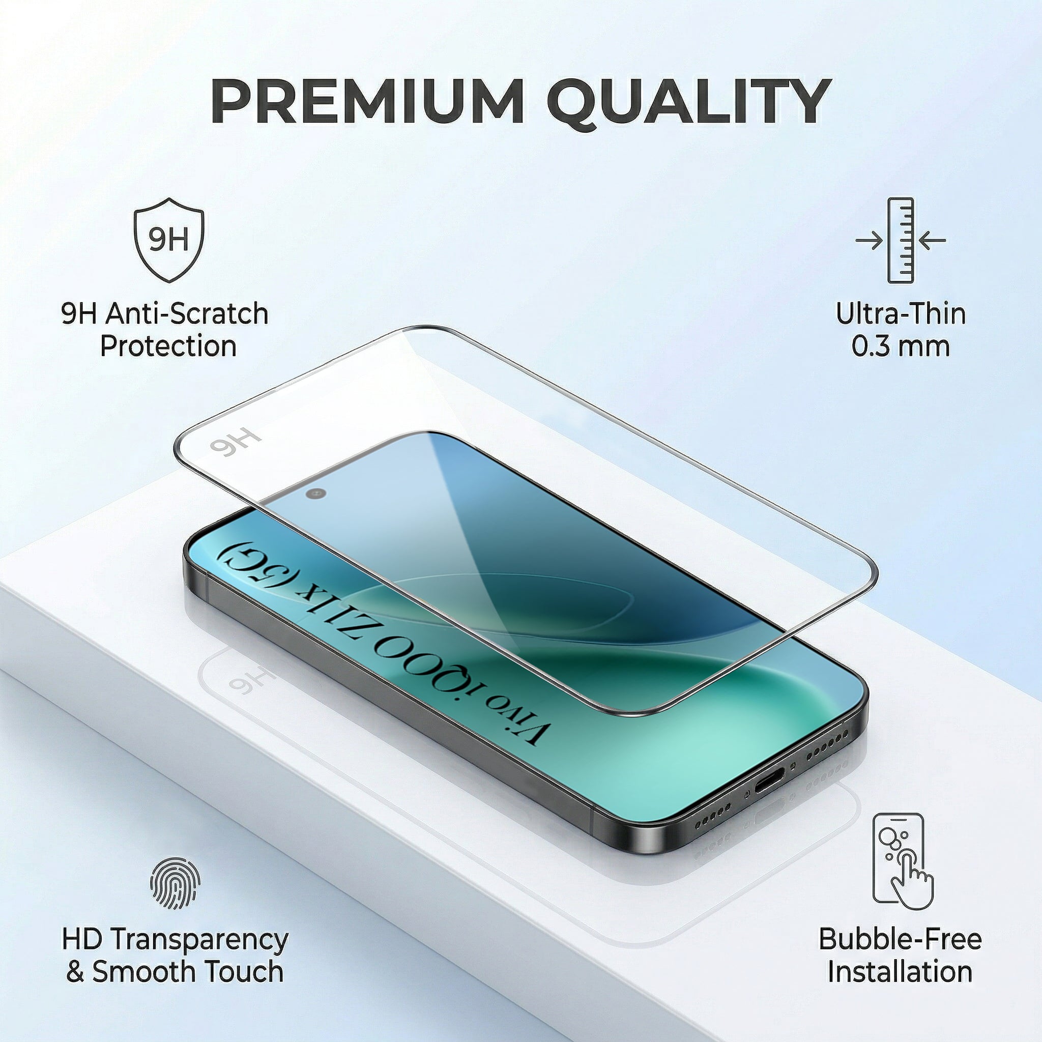 For Vivo iQOO Z11x 5G Combo with Back Cover and 9H Tempered Glass (Lifetime Anti-Yellow | Sleek Hard Crystal | Oleophobic Coating Screen Glass) (Copy)